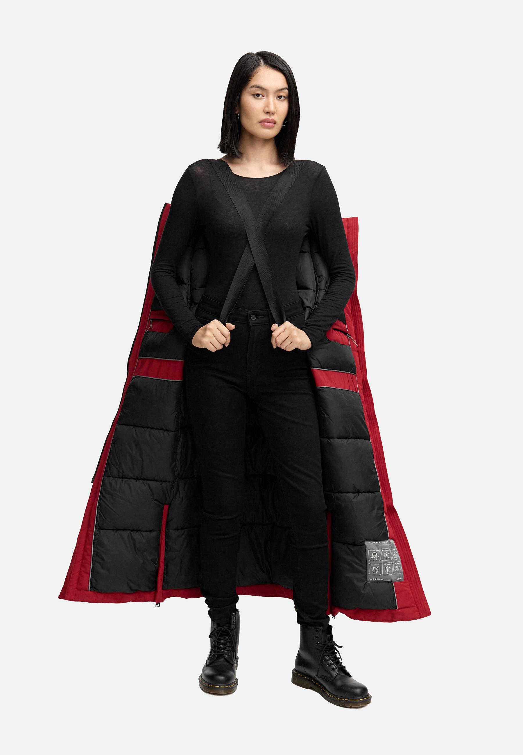 Warmer Wintermantel mit Rucksackträgern "Schneewächter 14" Dark Red