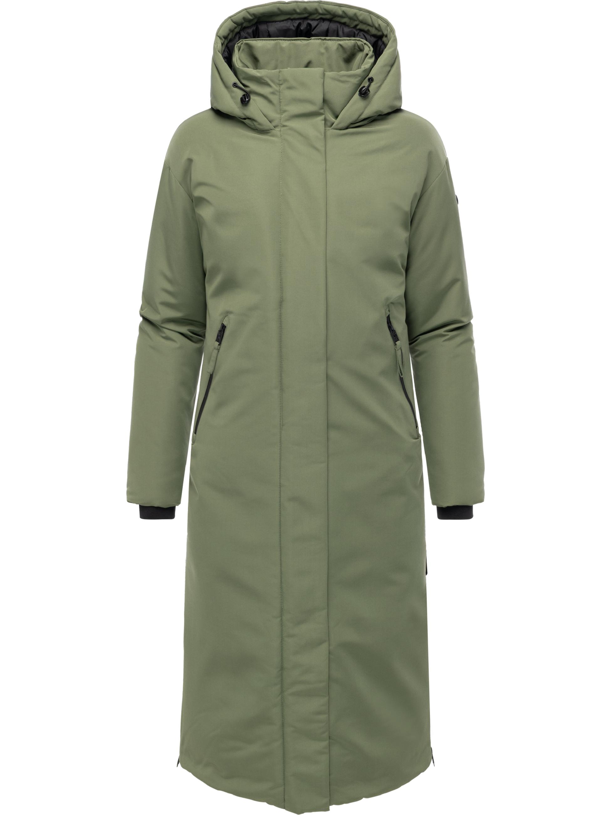 Warmer Wintermantel mit Rucksackträgern "Schneewächter 14" Olive Leaf