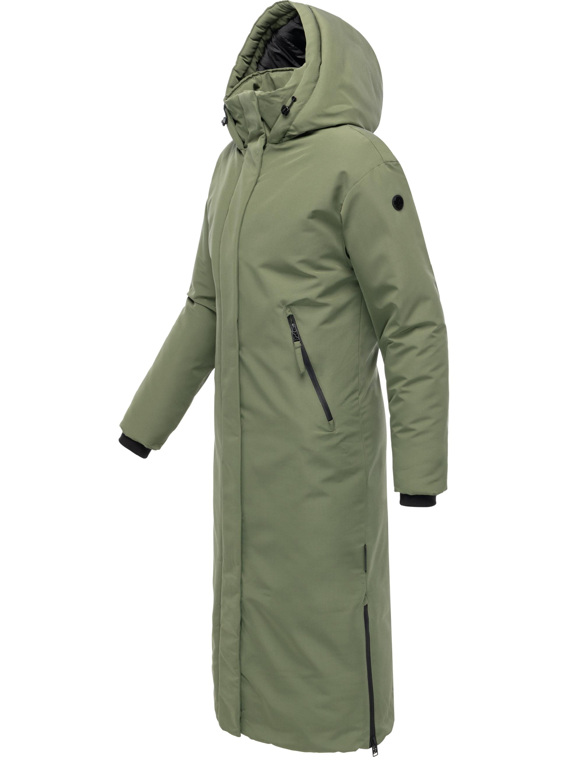 Warmer Wintermantel mit Rucksackträgern "Schneewächter 14" Olive Leaf
