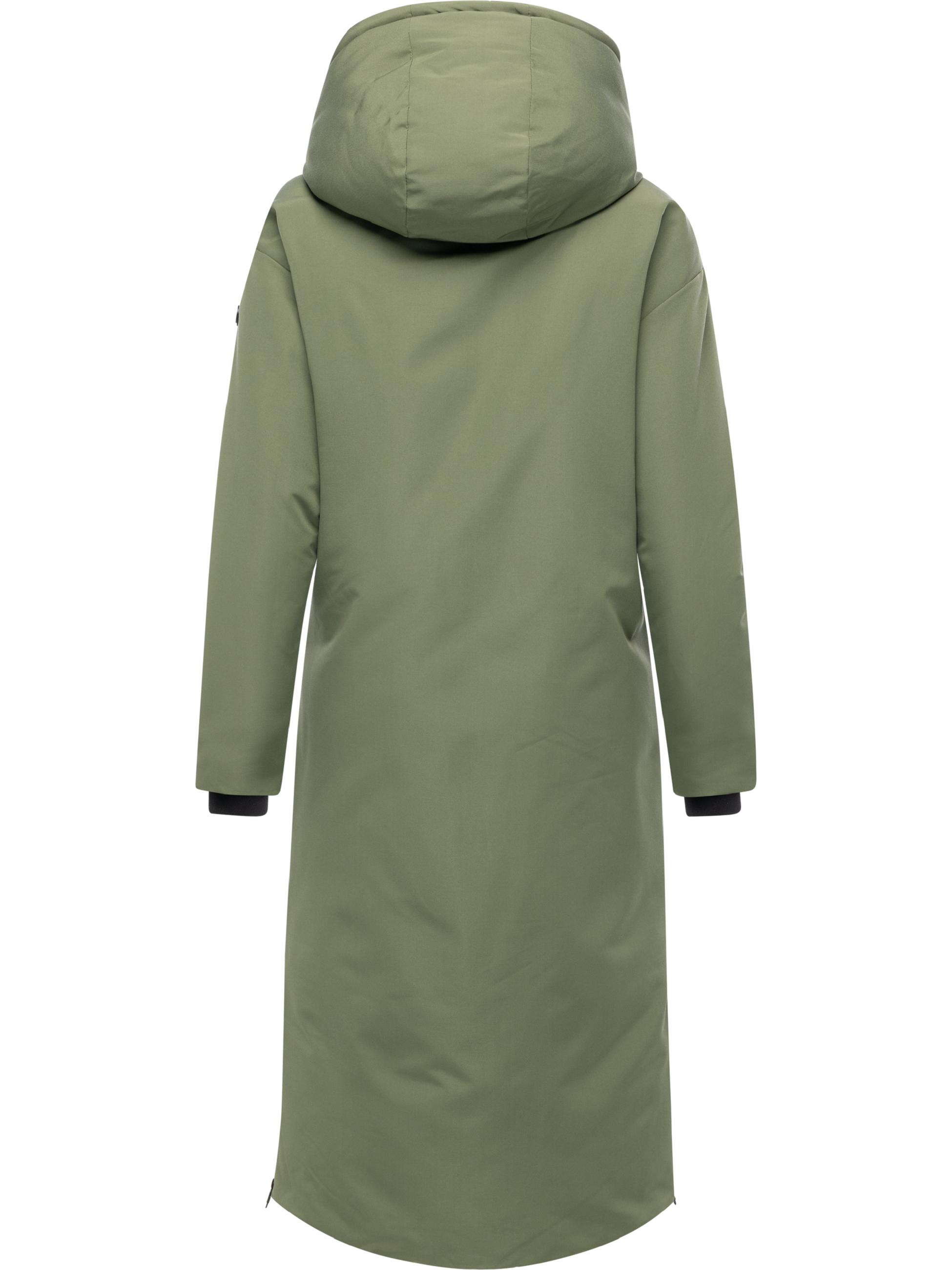 Warmer Wintermantel mit Rucksackträgern "Schneewächter 14" Olive Leaf