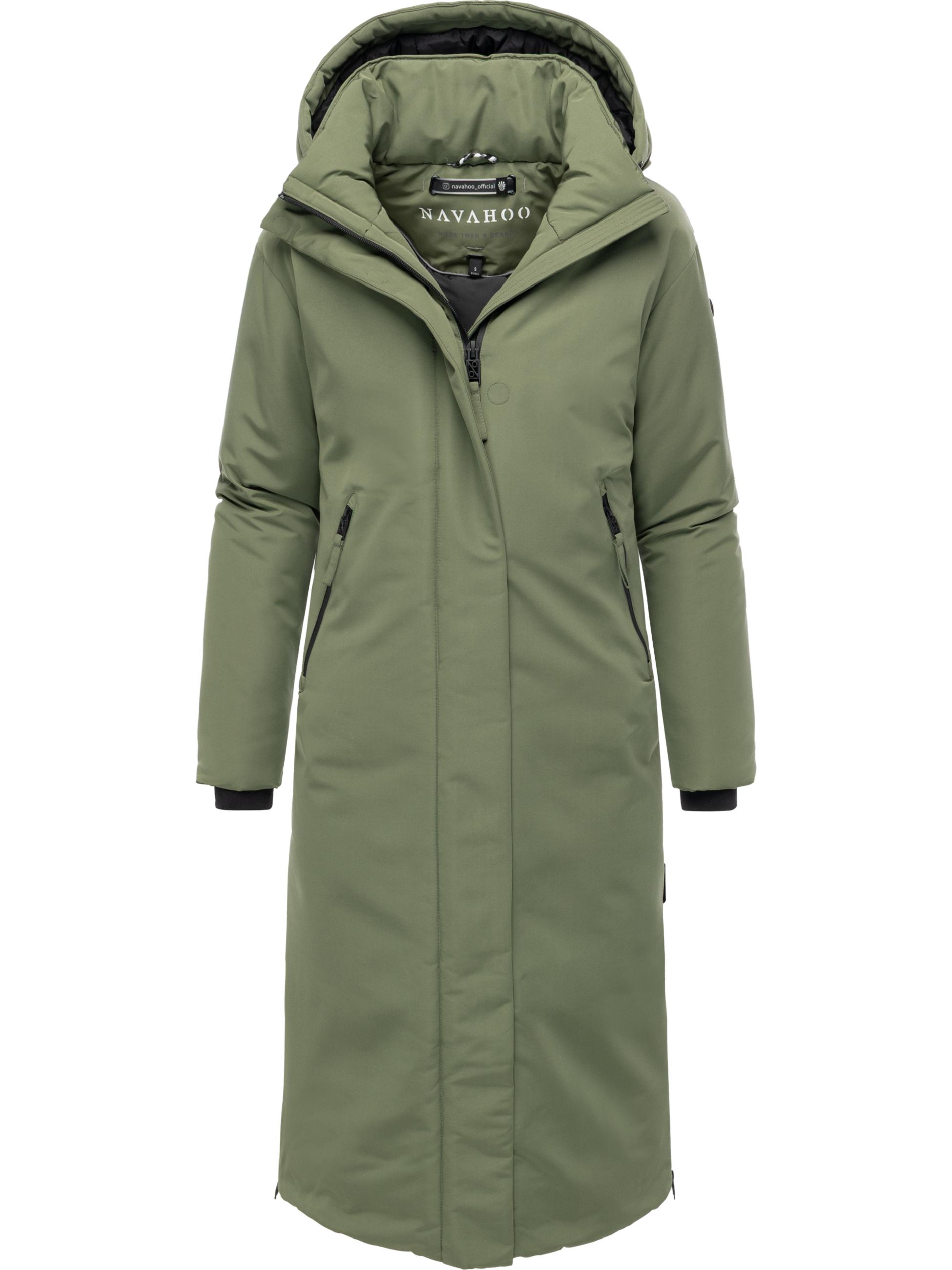 Warmer Wintermantel mit Rucksackträgern "Schneewächter 14" Olive Leaf