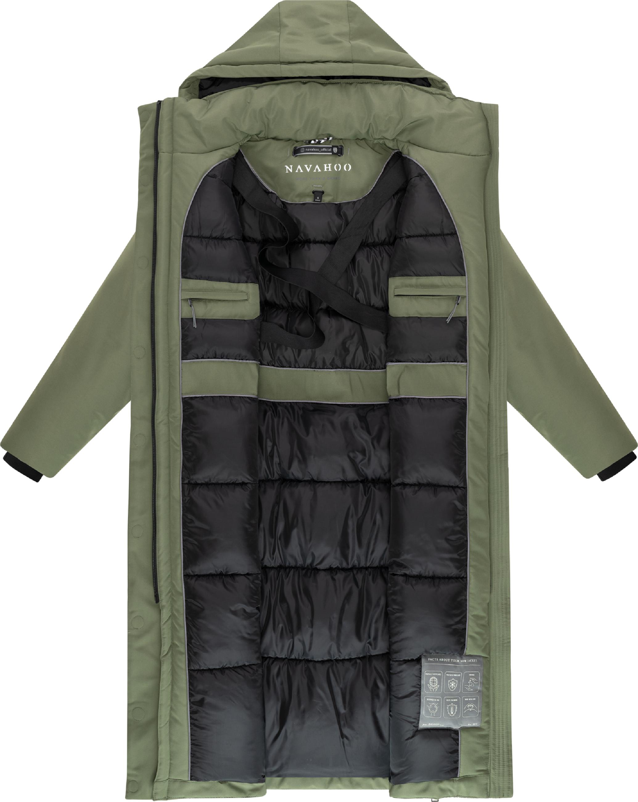 Warmer Wintermantel mit Rucksackträgern "Schneewächter 14" Olive Leaf