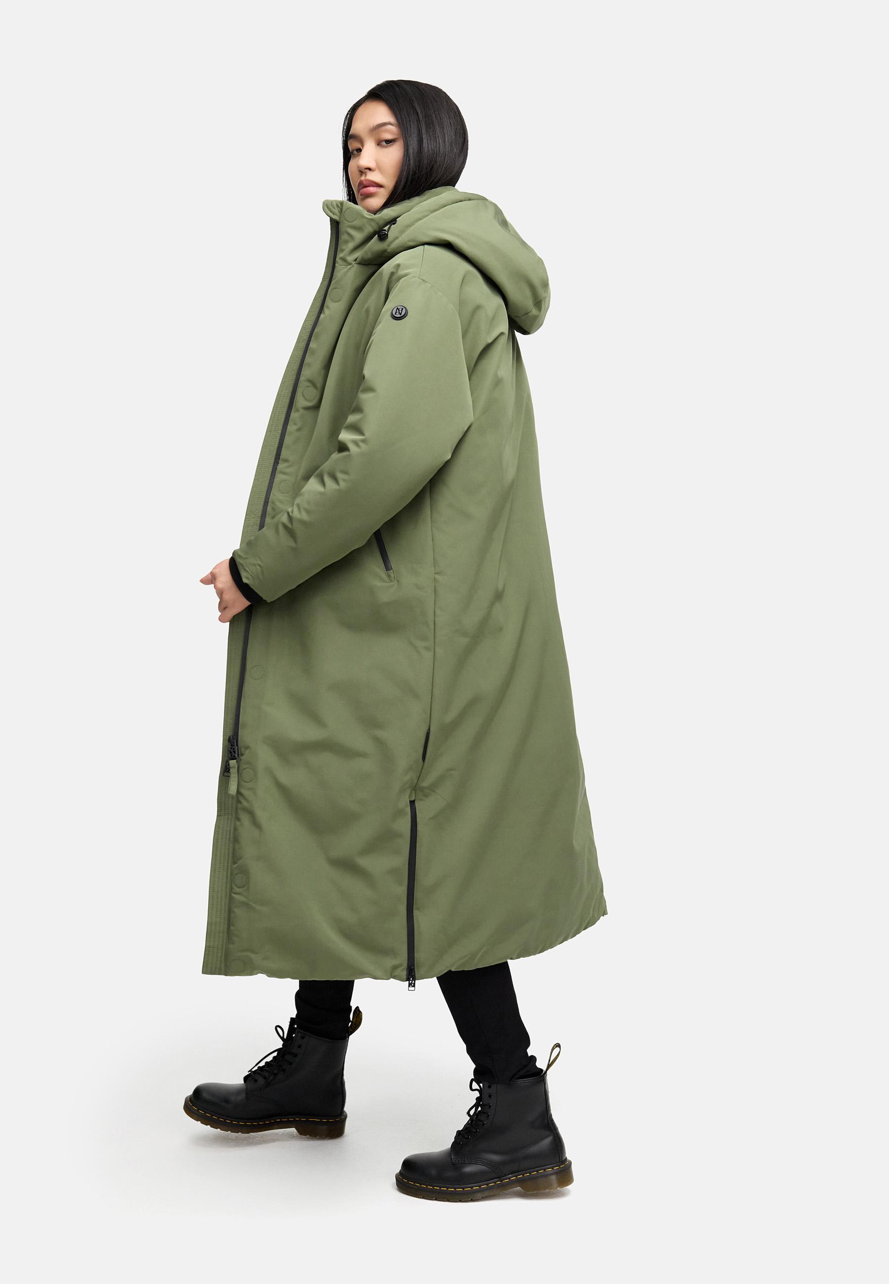 Warmer Wintermantel mit Rucksackträgern "Schneewächter 14" Olive Leaf