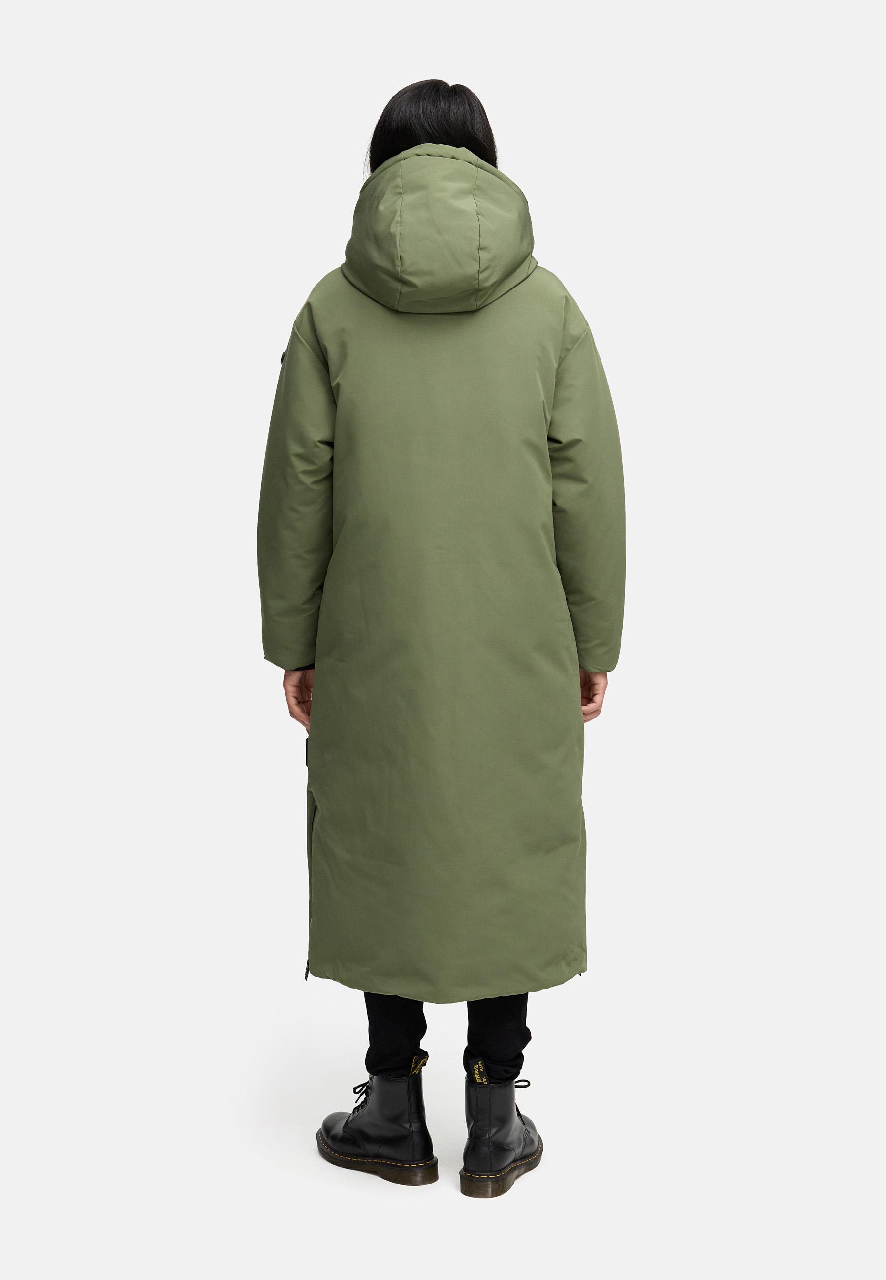 Warmer Wintermantel mit Rucksackträgern "Schneewächter 14" Olive Leaf