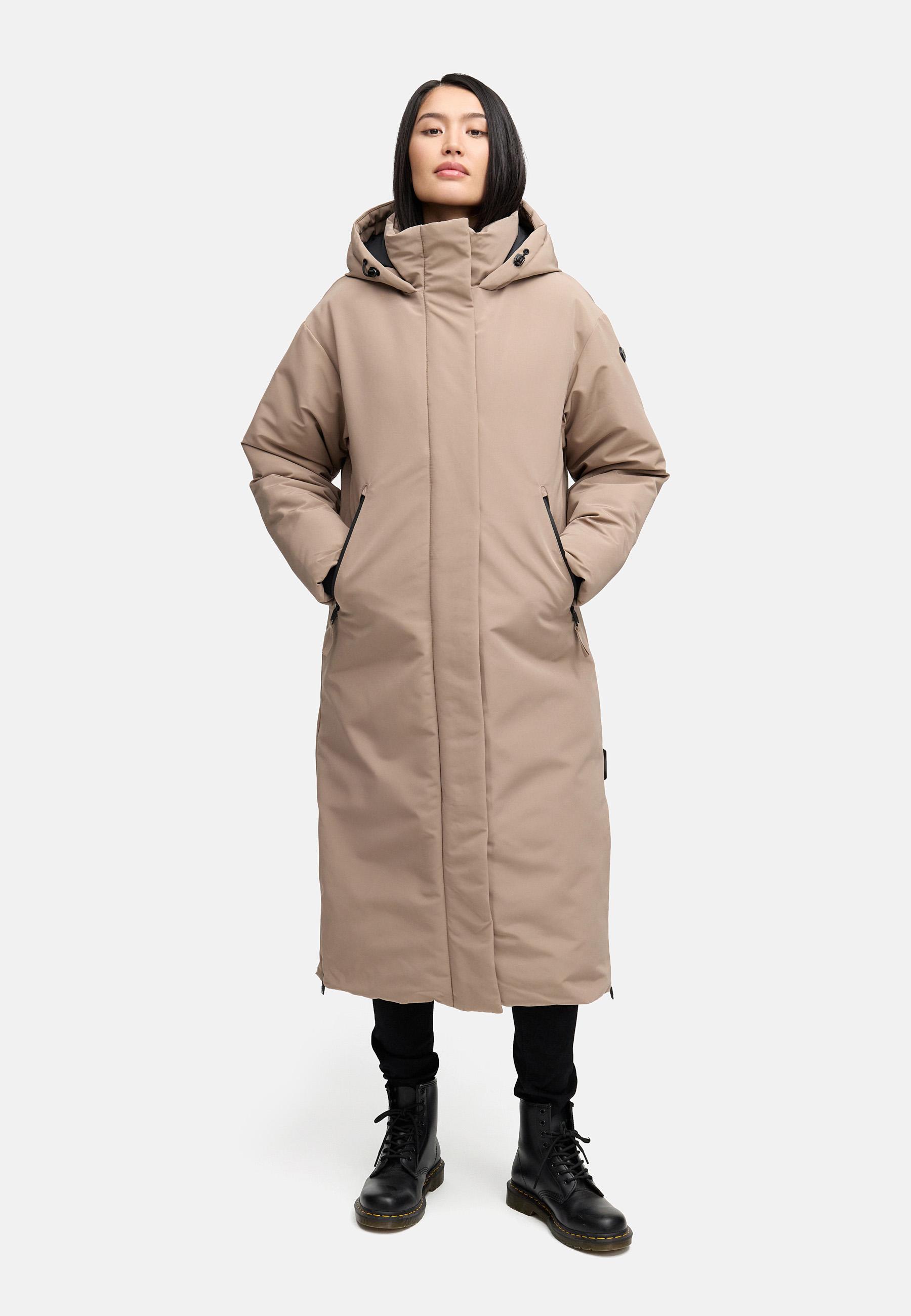Warmer Wintermantel mit Rucksackträgern "Schneewächter 14" Taupe Grey