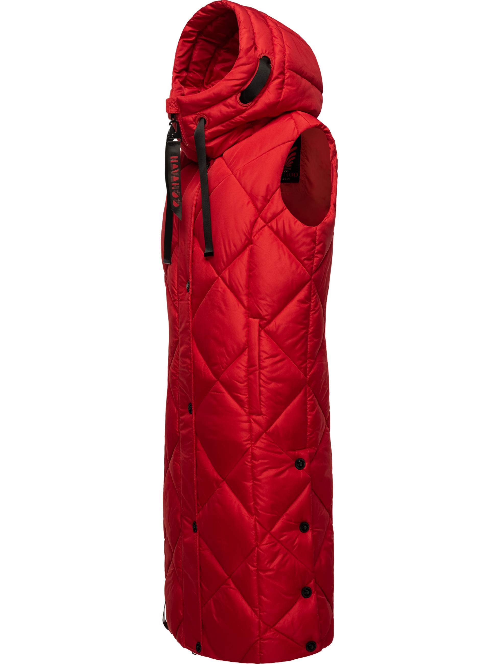 Lange Steppweste Outdoor-Weste mit Kapuze Schnuckel Apple Red