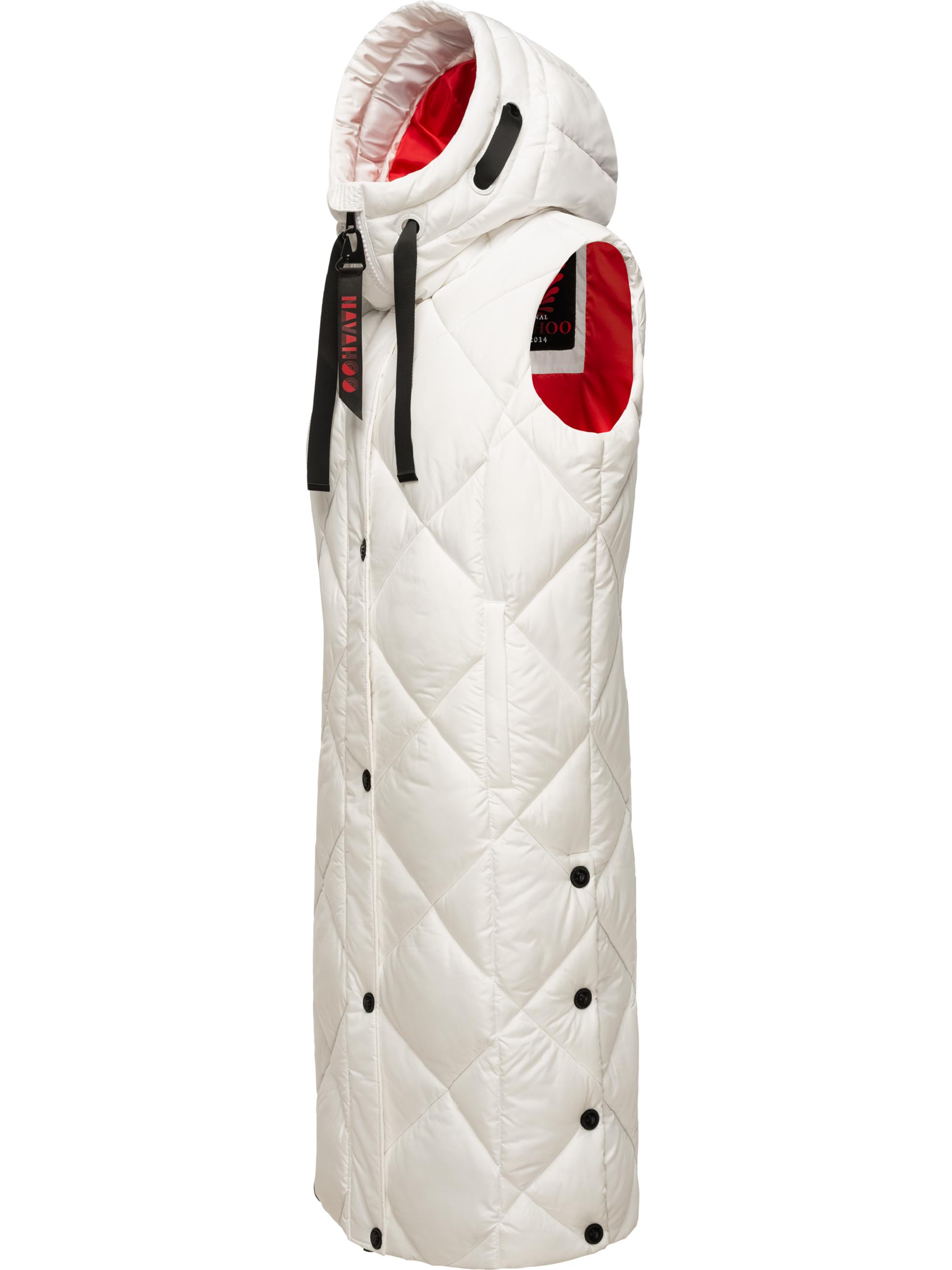 Lange Steppweste Outdoor-Weste mit Kapuze Schnuckel Offwhite