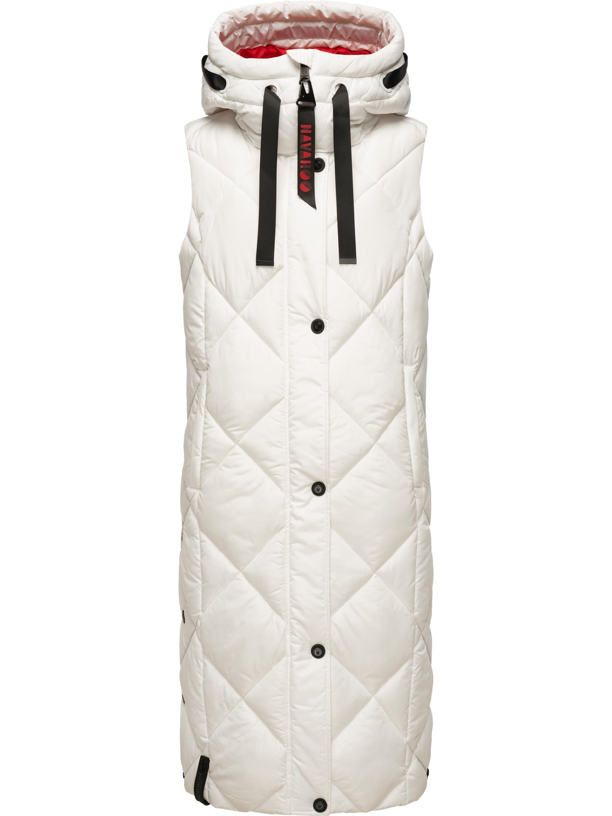 Lange Steppweste Outdoor-Weste mit Kapuze Schnuckel Offwhite