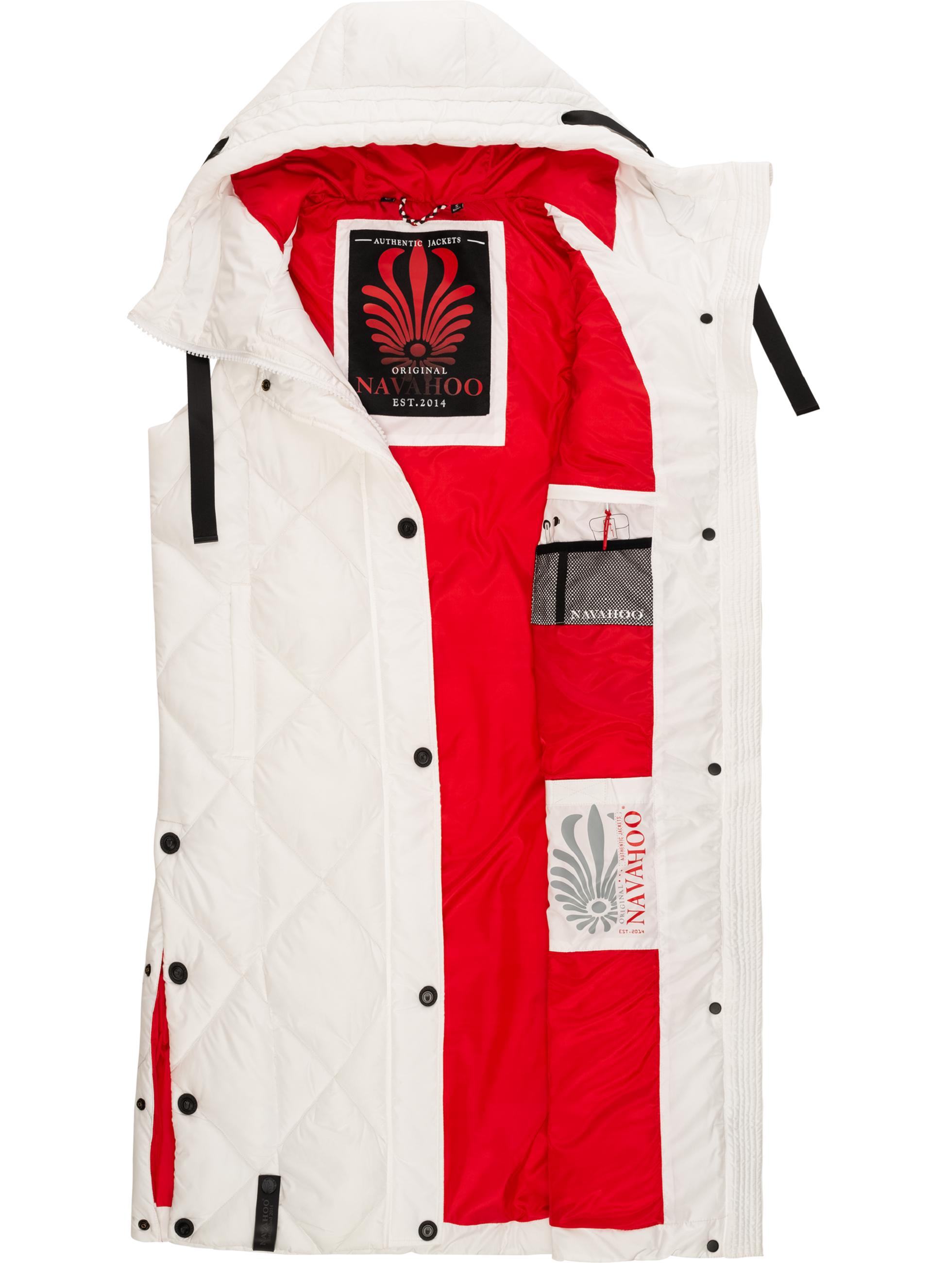 Lange Steppweste Outdoor-Weste mit Kapuze Schnuckel Offwhite