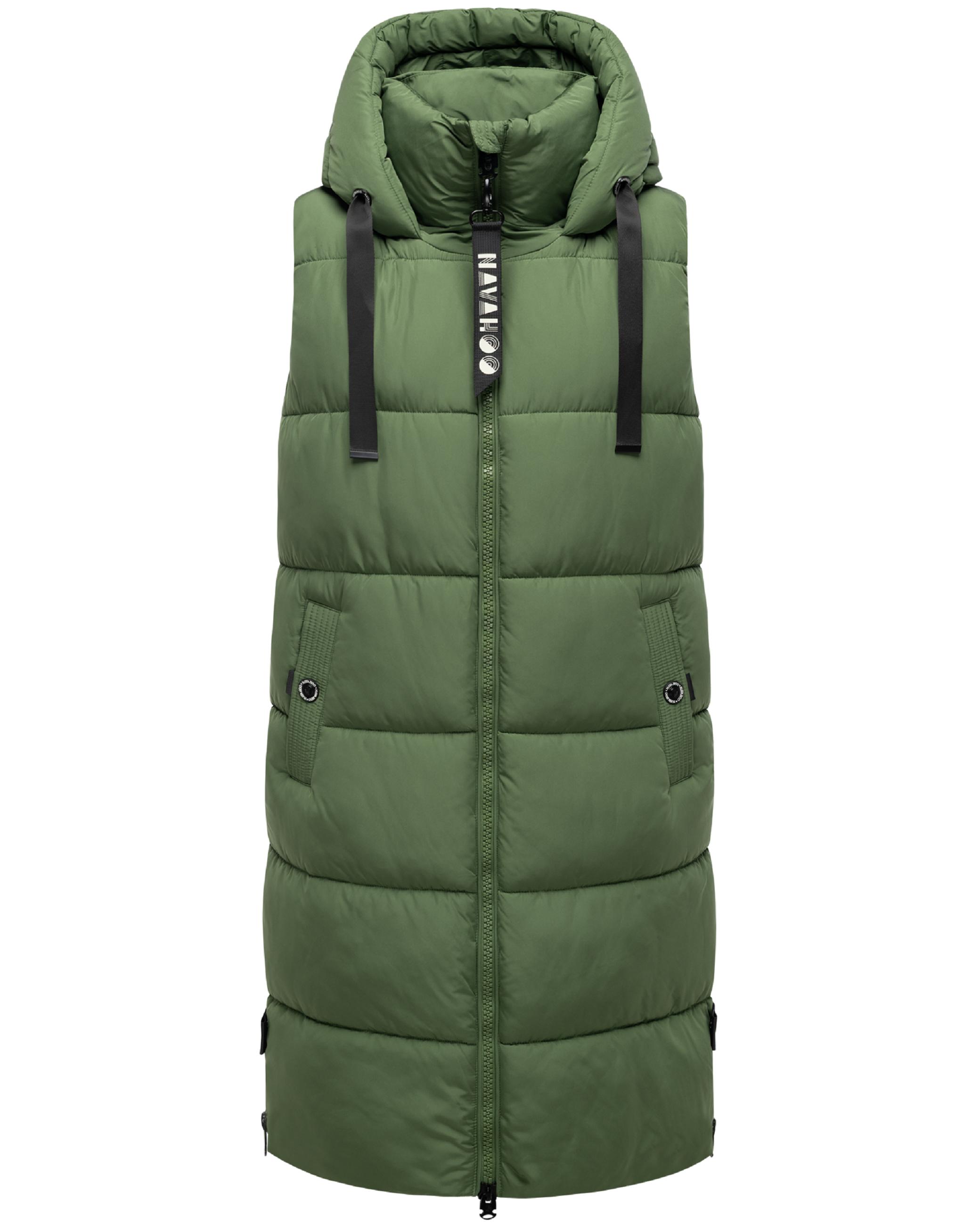 Lange Steppweste mit Kapuze "Schnuffelchen" Pine Olive