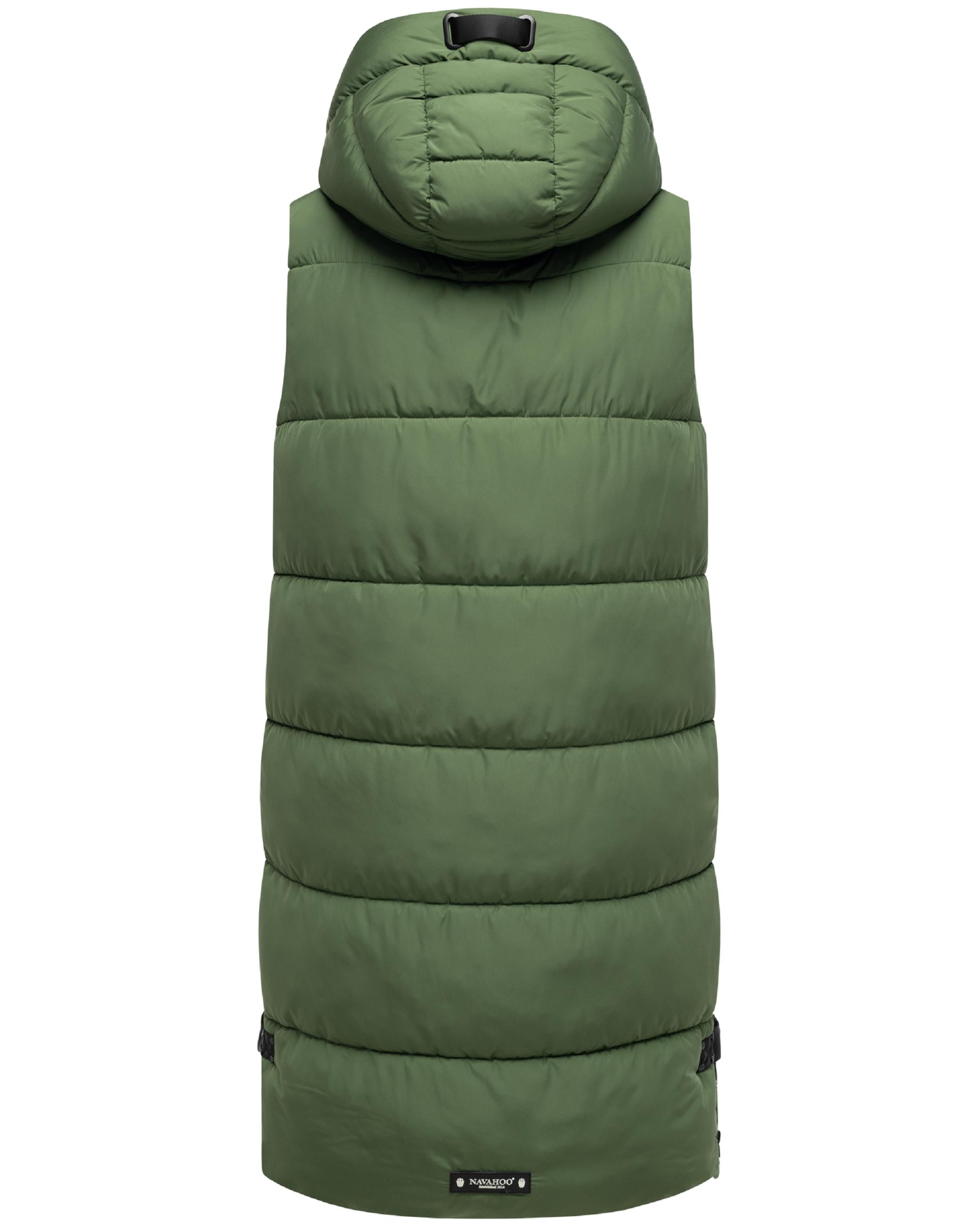 Lange Steppweste mit Kapuze "Schnuffelchen" Pine Olive