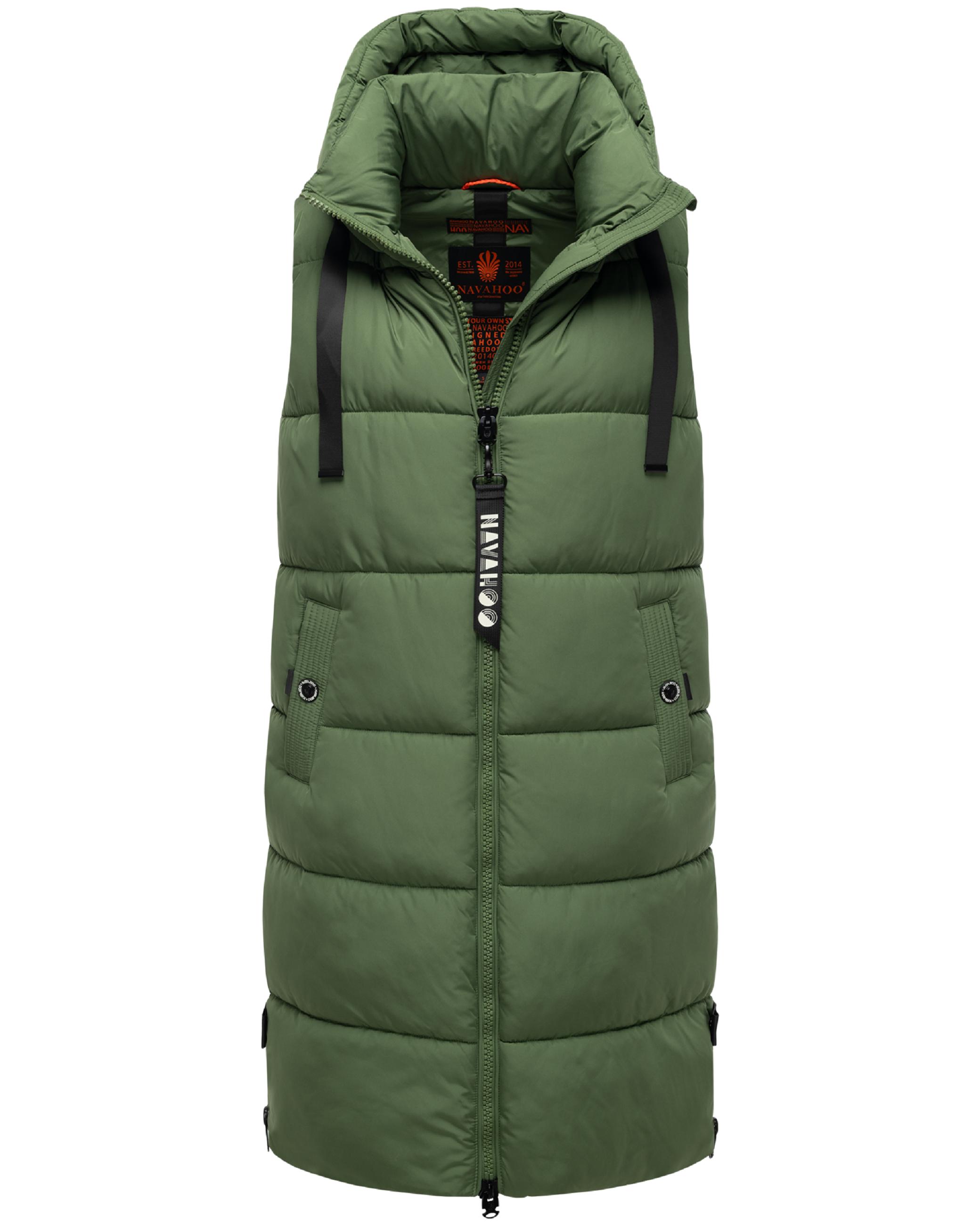 Lange Steppweste mit Kapuze "Schnuffelchen" Pine Olive
