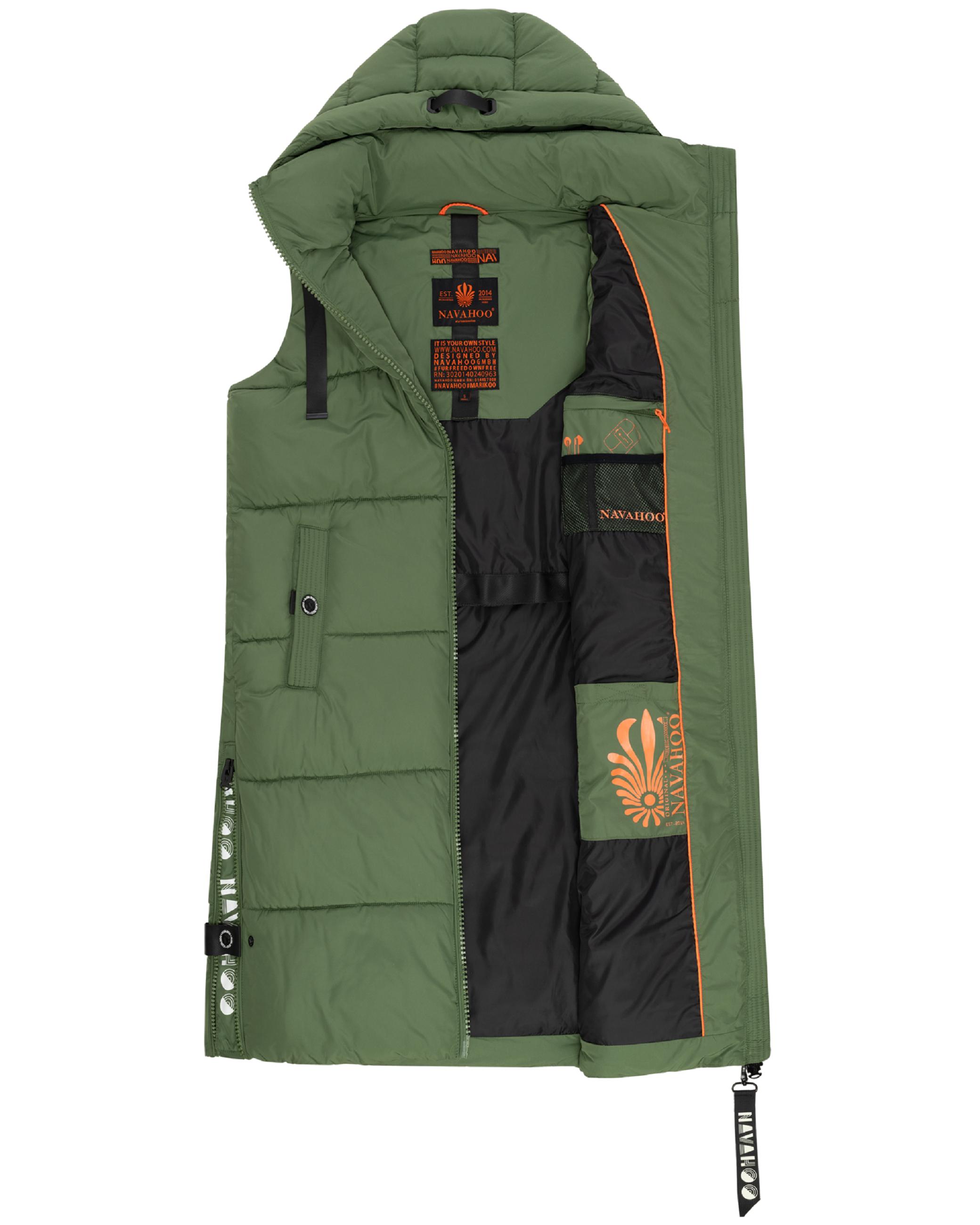 Lange Steppweste mit Kapuze "Schnuffelchen" Pine Olive