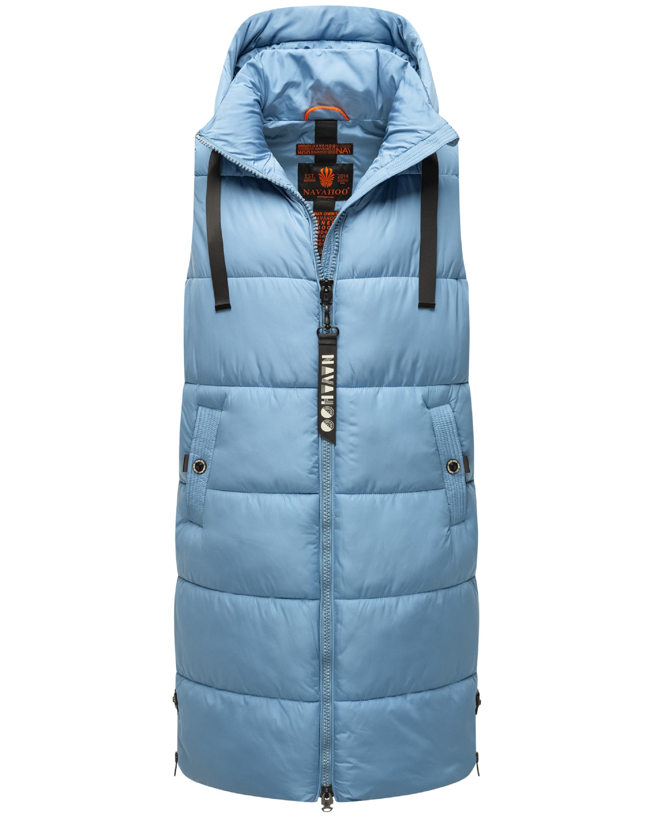 Lange Steppweste mit Kapuze "Schnuffelchen" Powder Blue