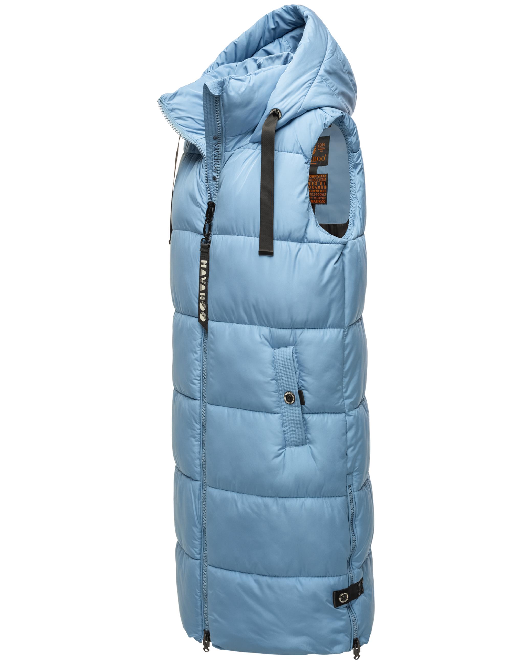 Lange Steppweste mit Kapuze "Schnuffelchen" Powder Blue