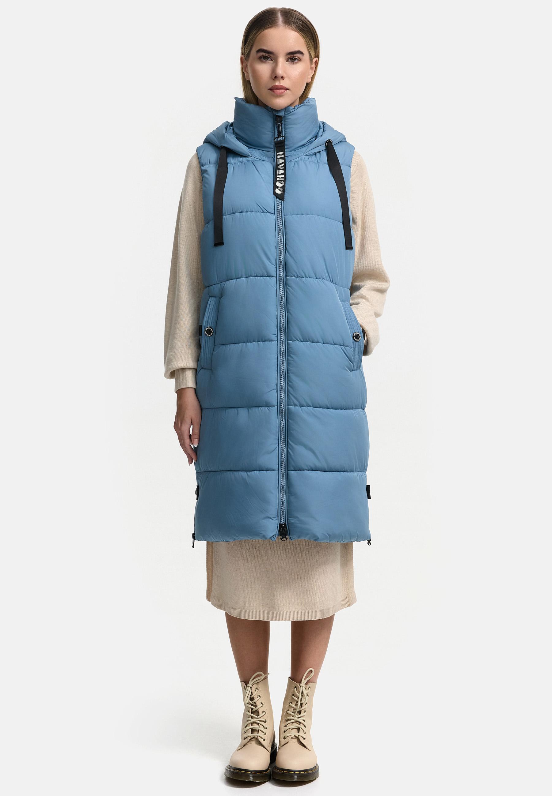 Lange Steppweste mit Kapuze "Schnuffelchen" Powder Blue