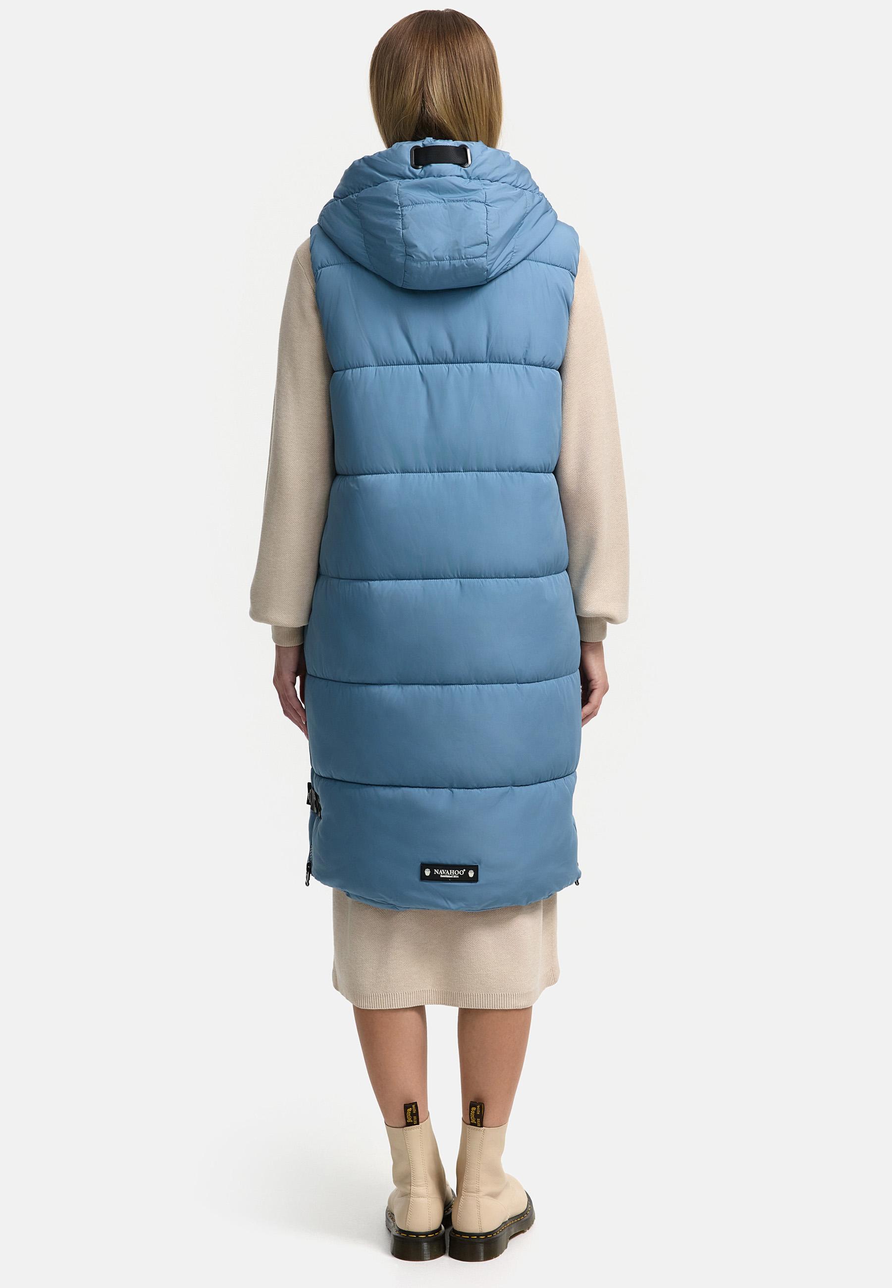 Lange Steppweste mit Kapuze "Schnuffelchen" Powder Blue