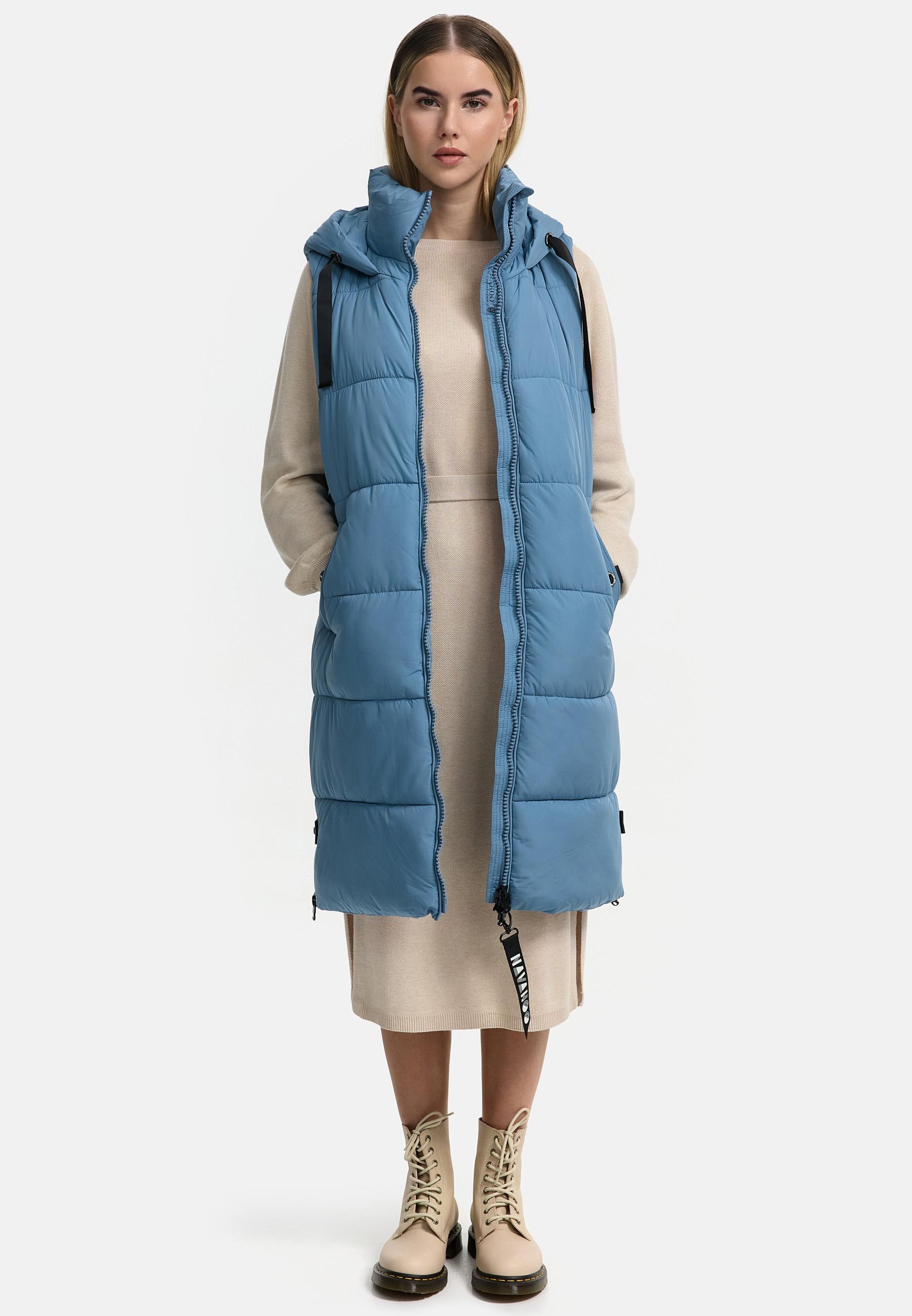 Lange Steppweste mit Kapuze "Schnuffelchen" Powder Blue