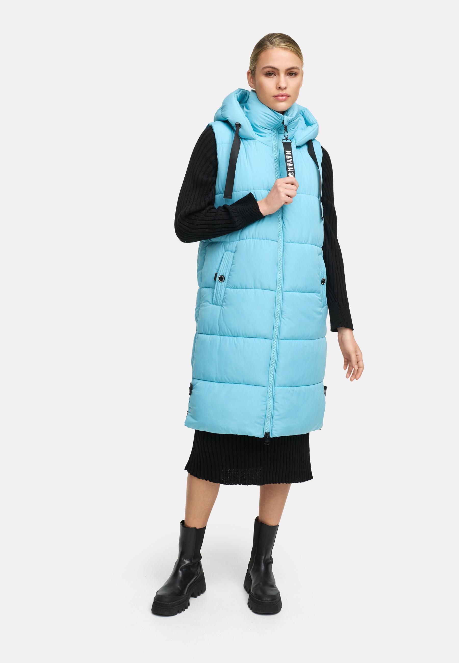 Lange Steppweste mit Kapuze "Schnuffelchen" Sky Blue