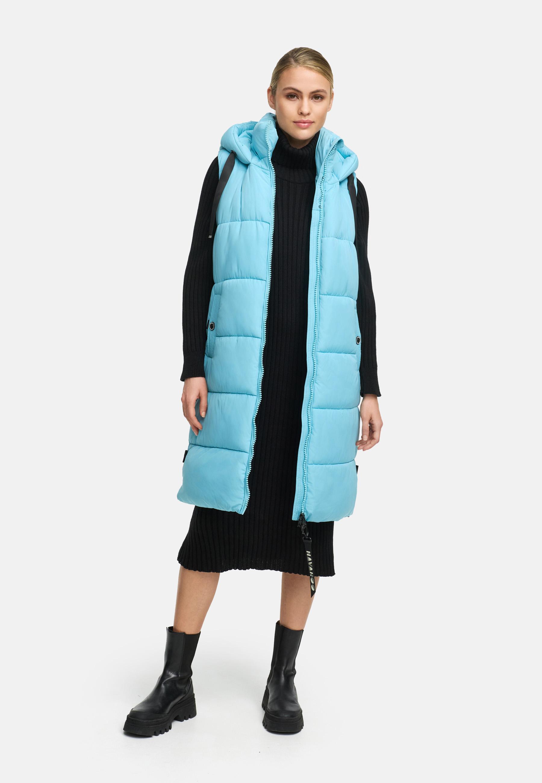 Lange Steppweste mit Kapuze "Schnuffelchen" Sky Blue