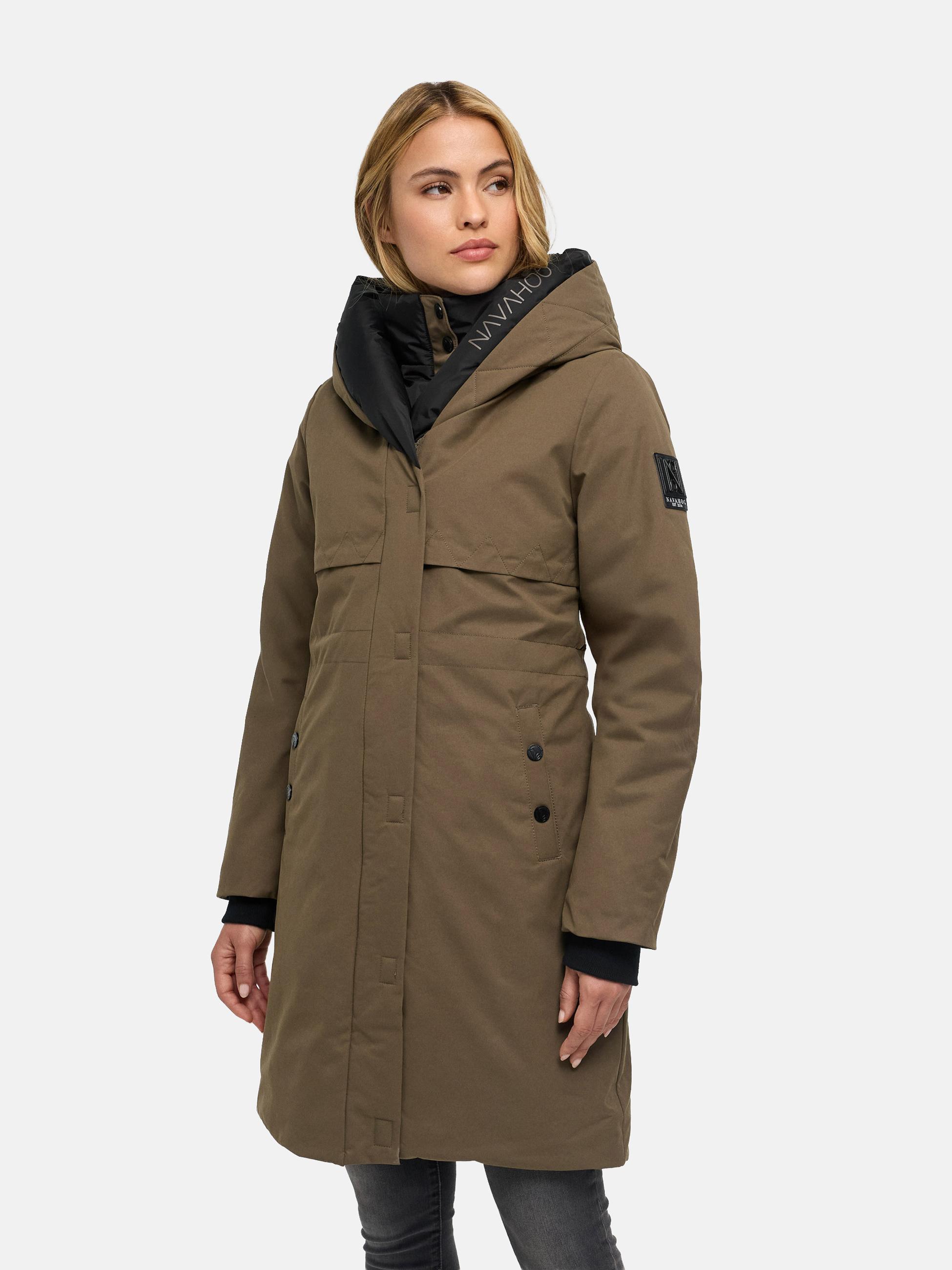 Warmer Kurzmantel mit Kapuze "Snowelf" Stone Brown