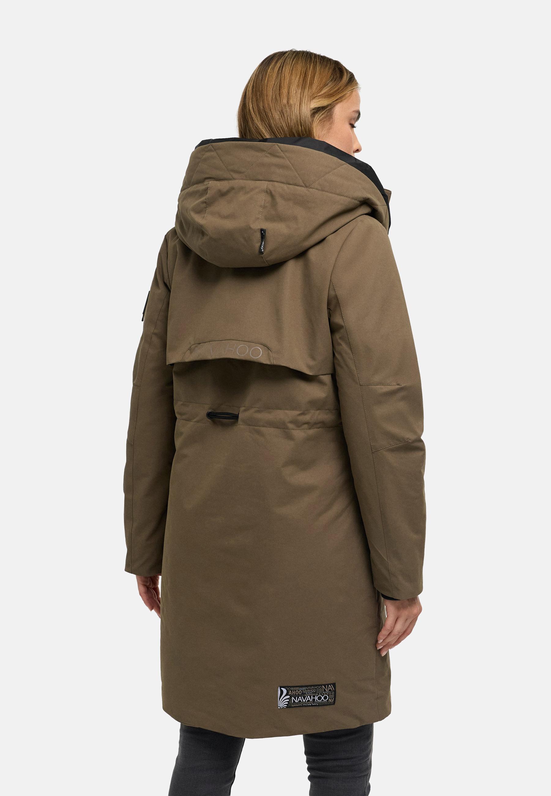 Warmer Kurzmantel mit Kapuze "Snowelf" Stone Brown