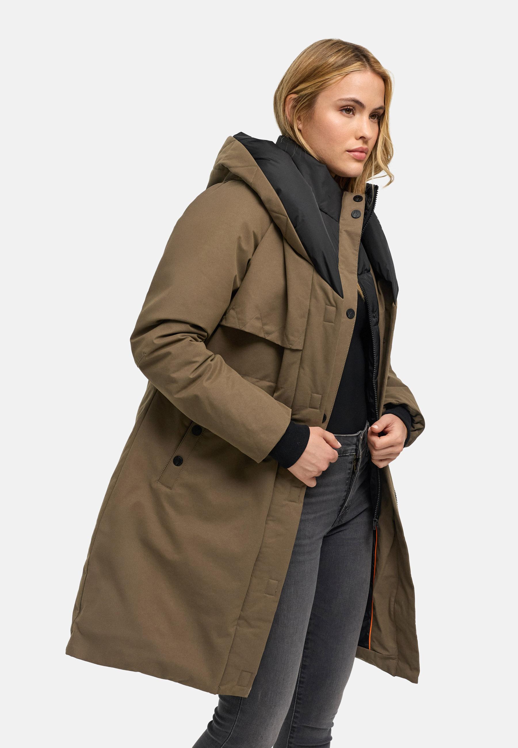Warmer Kurzmantel mit Kapuze "Snowelf" Stone Brown