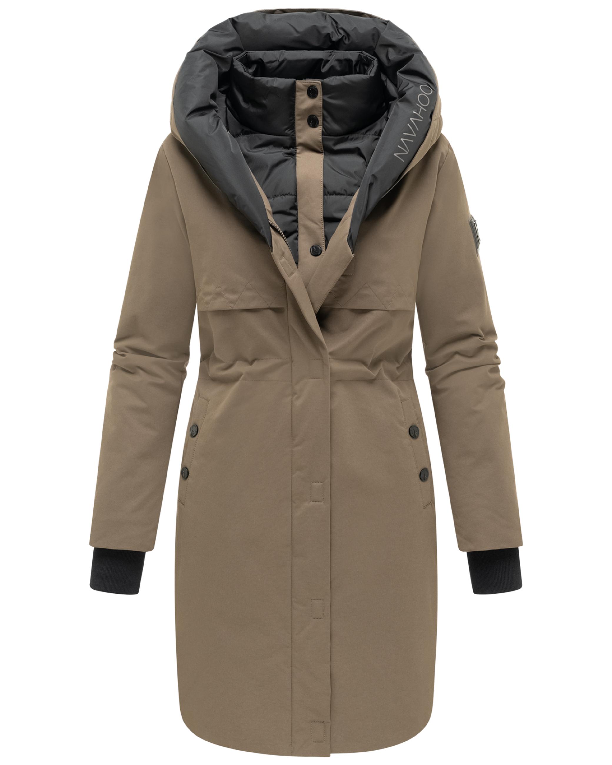 Warmer Kurzmantel mit Kapuze "Snowelf" Stone Brown