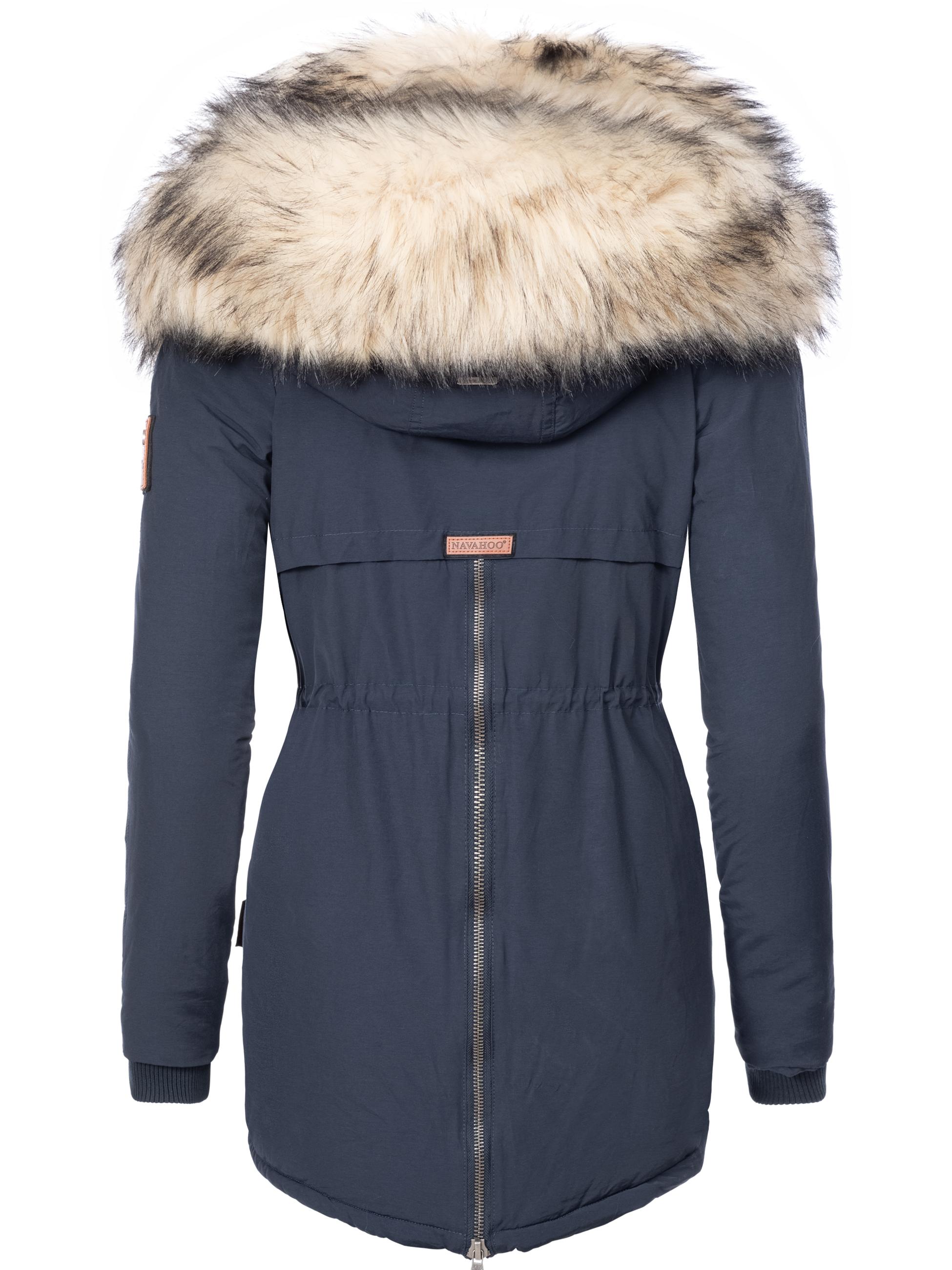 Warmer Wintermantel mit doppelter Kunstpelz-Kapuze "Sweety" Navy