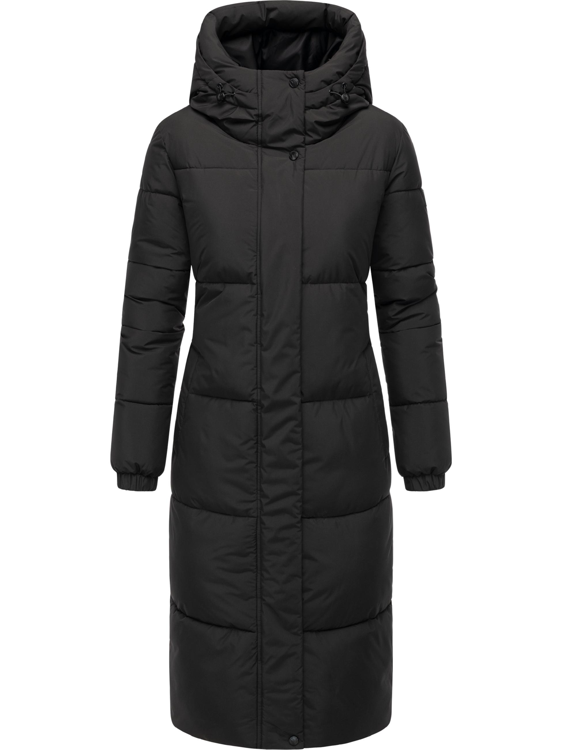 Steppmantel mit verstellbarer Kapuze "Taublüte XIV" Black