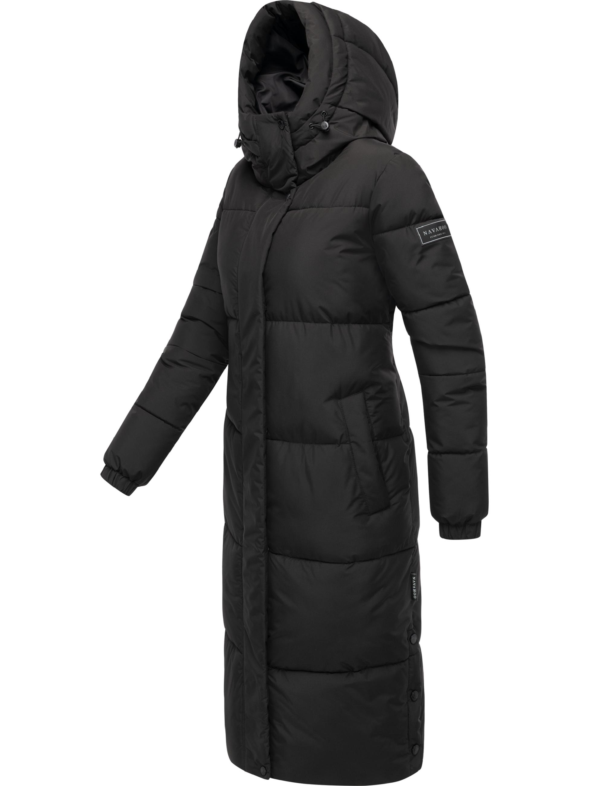 Steppmantel mit verstellbarer Kapuze "Taublüte XIV" Black