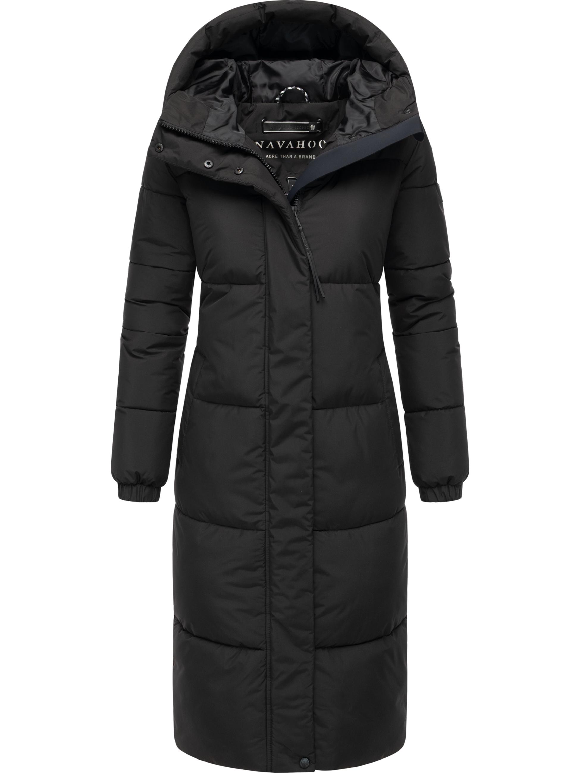 Steppmantel mit verstellbarer Kapuze "Taublüte XIV" Black