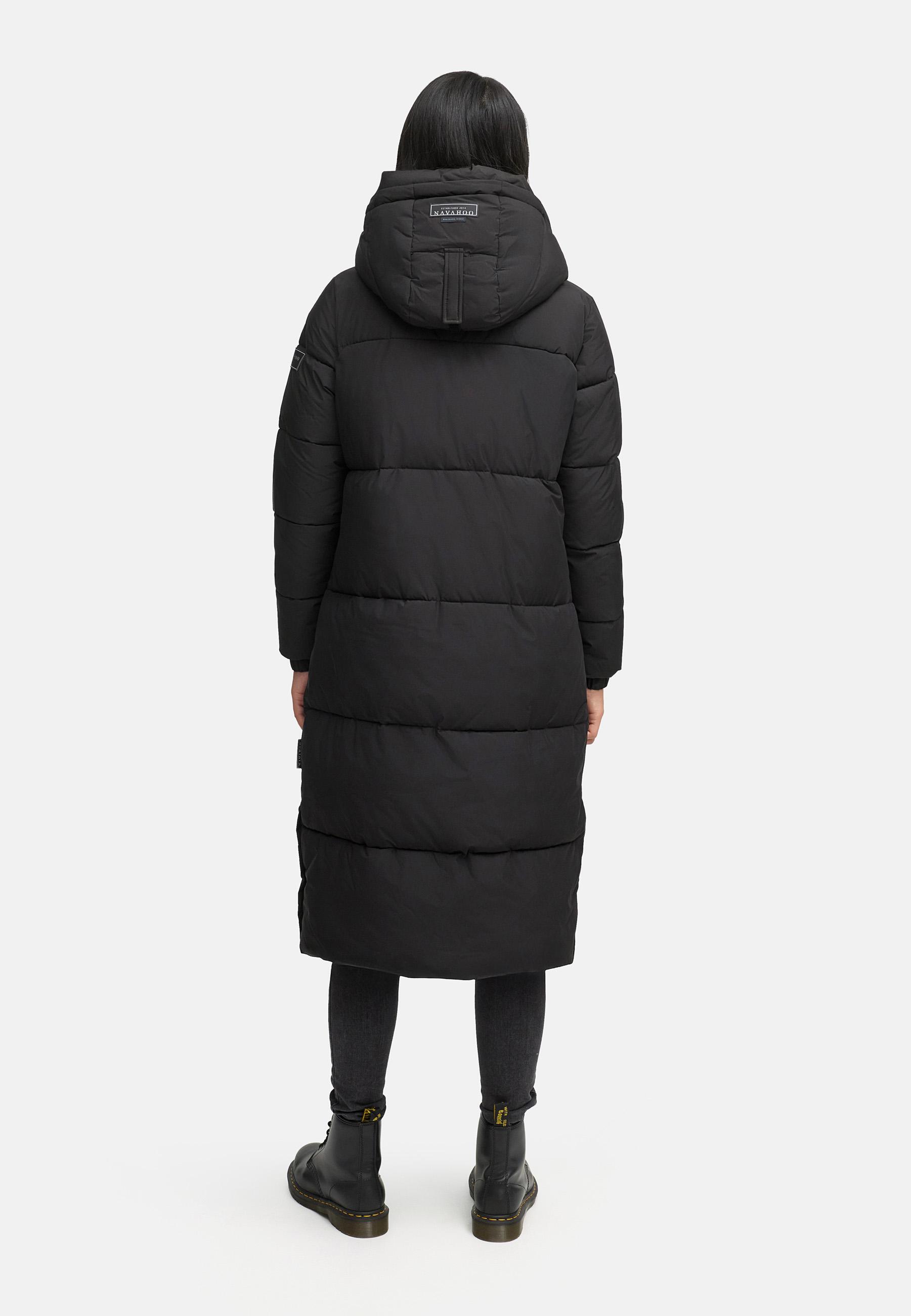 Steppmantel mit verstellbarer Kapuze "Taublüte XIV" Black