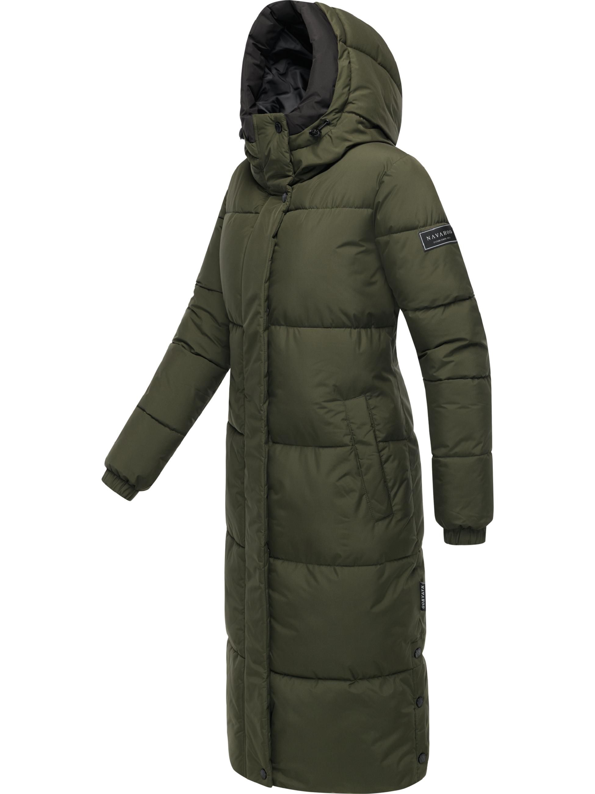 Steppmantel mit verstellbarer Kapuze "Taublüte XIV" Dark Olive
