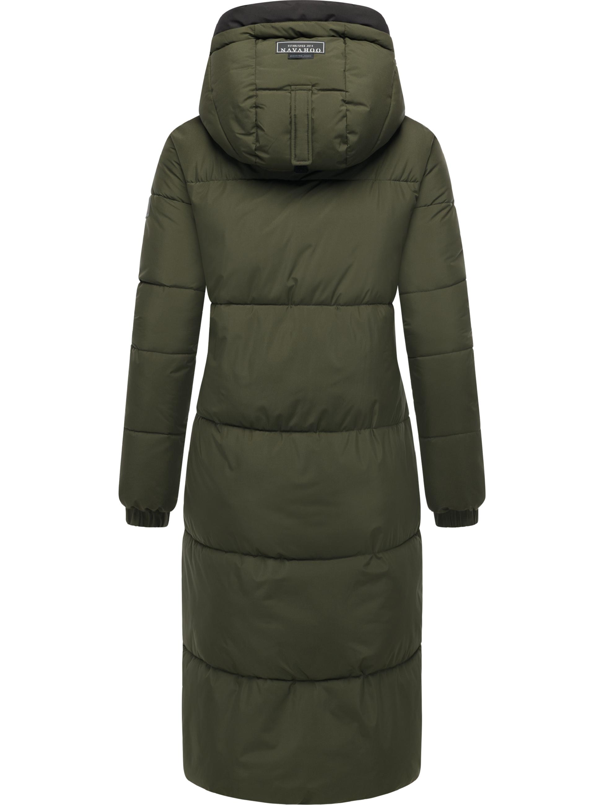 Steppmantel mit verstellbarer Kapuze "Taublüte XIV" Dark Olive