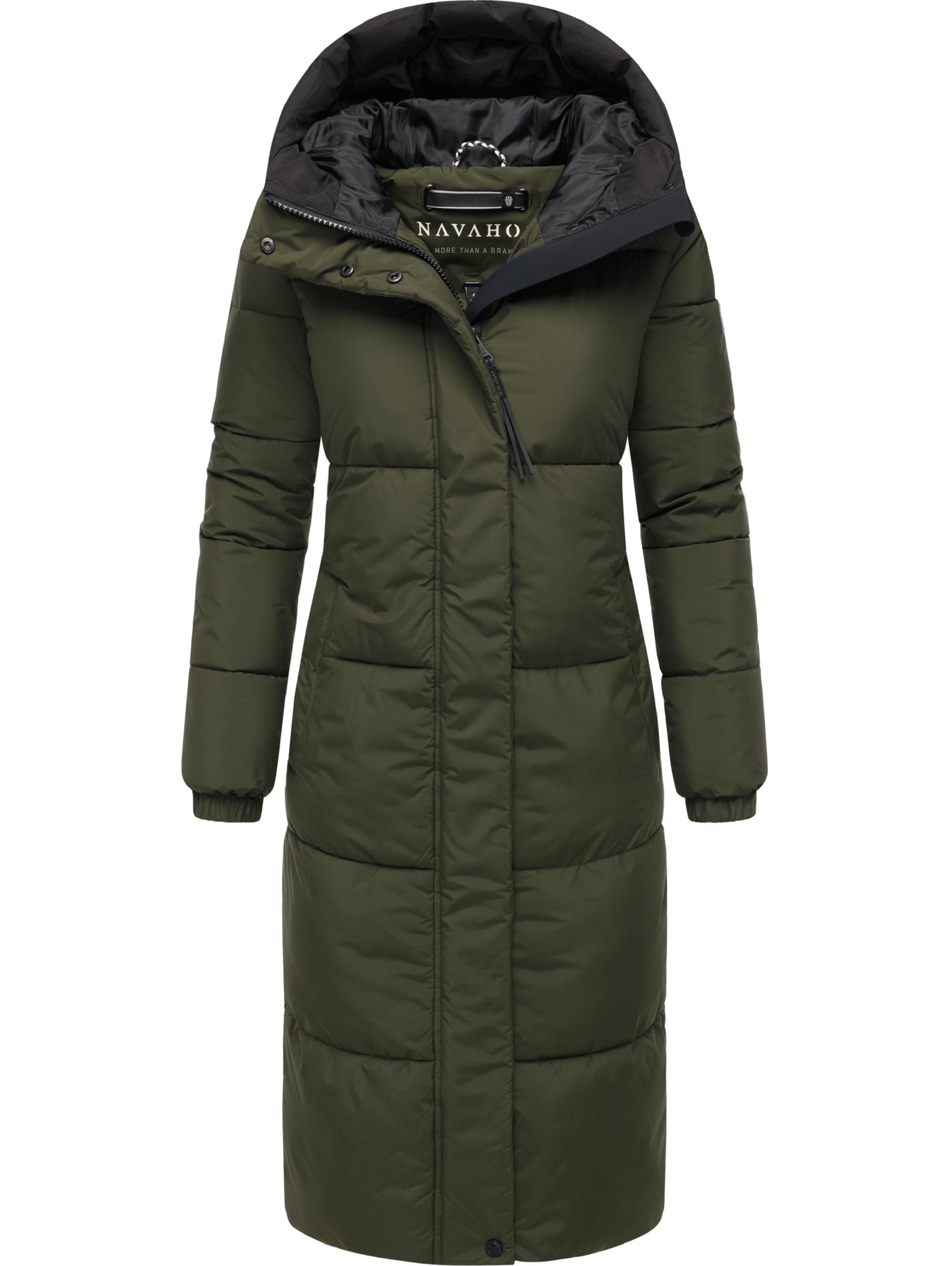 Steppmantel mit verstellbarer Kapuze "Taublüte XIV" Dark Olive