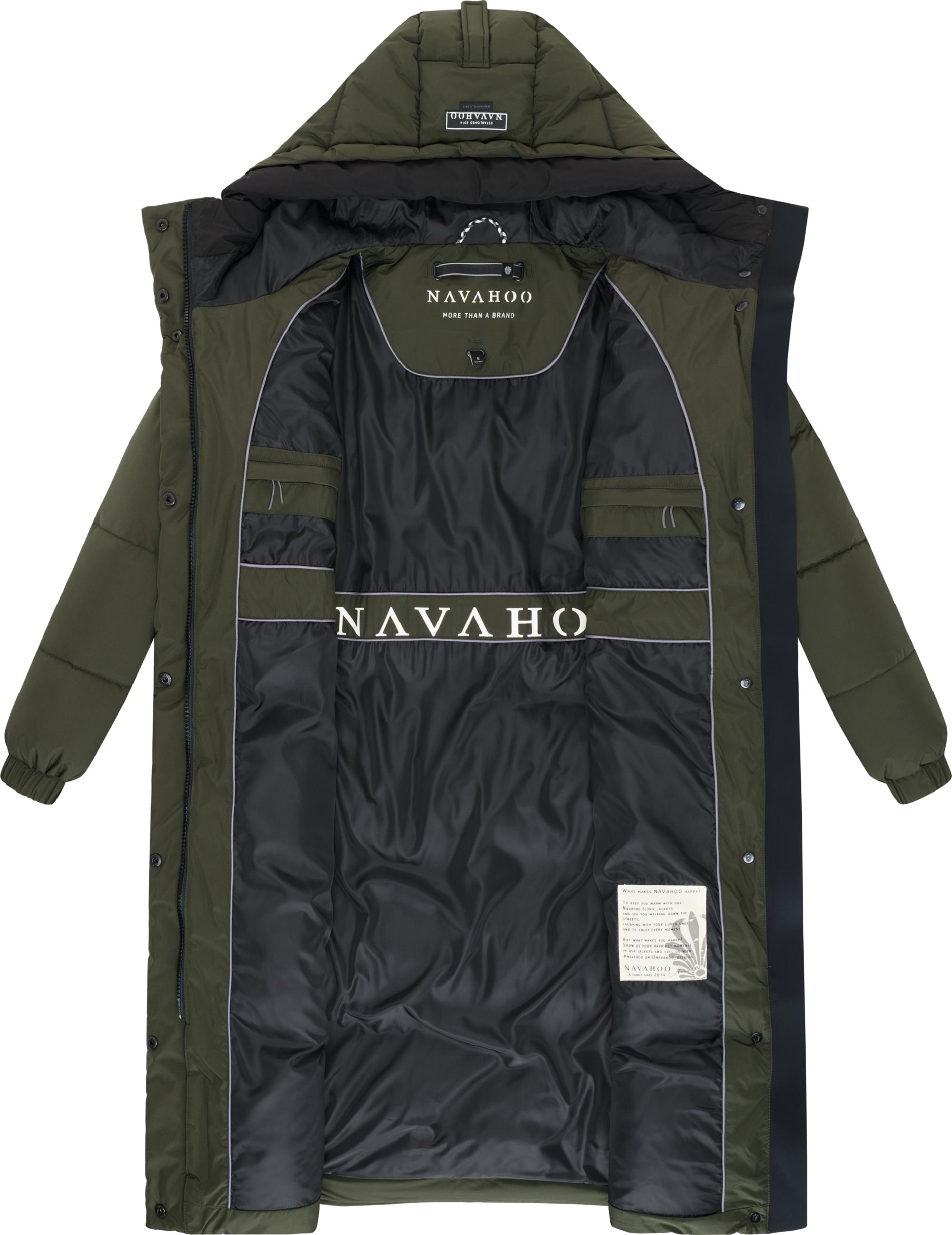 Steppmantel mit verstellbarer Kapuze "Taublüte XIV" Dark Olive