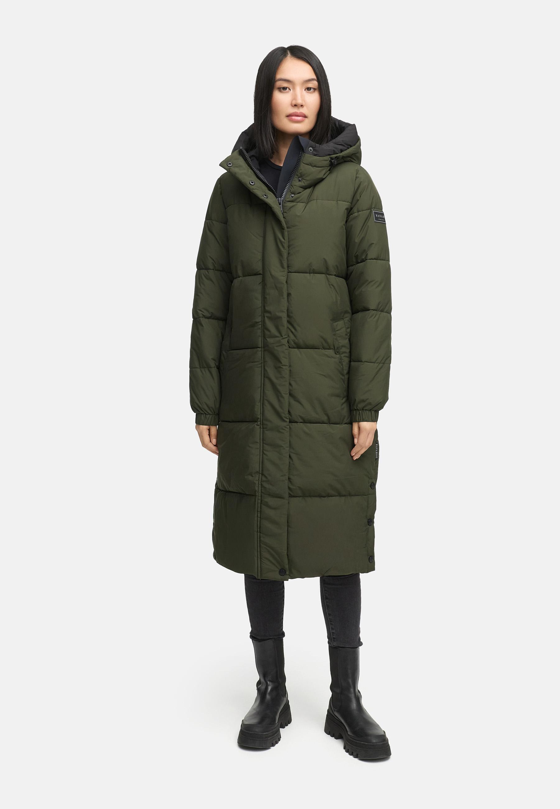 Steppmantel mit verstellbarer Kapuze "Taublüte XIV" Dark Olive