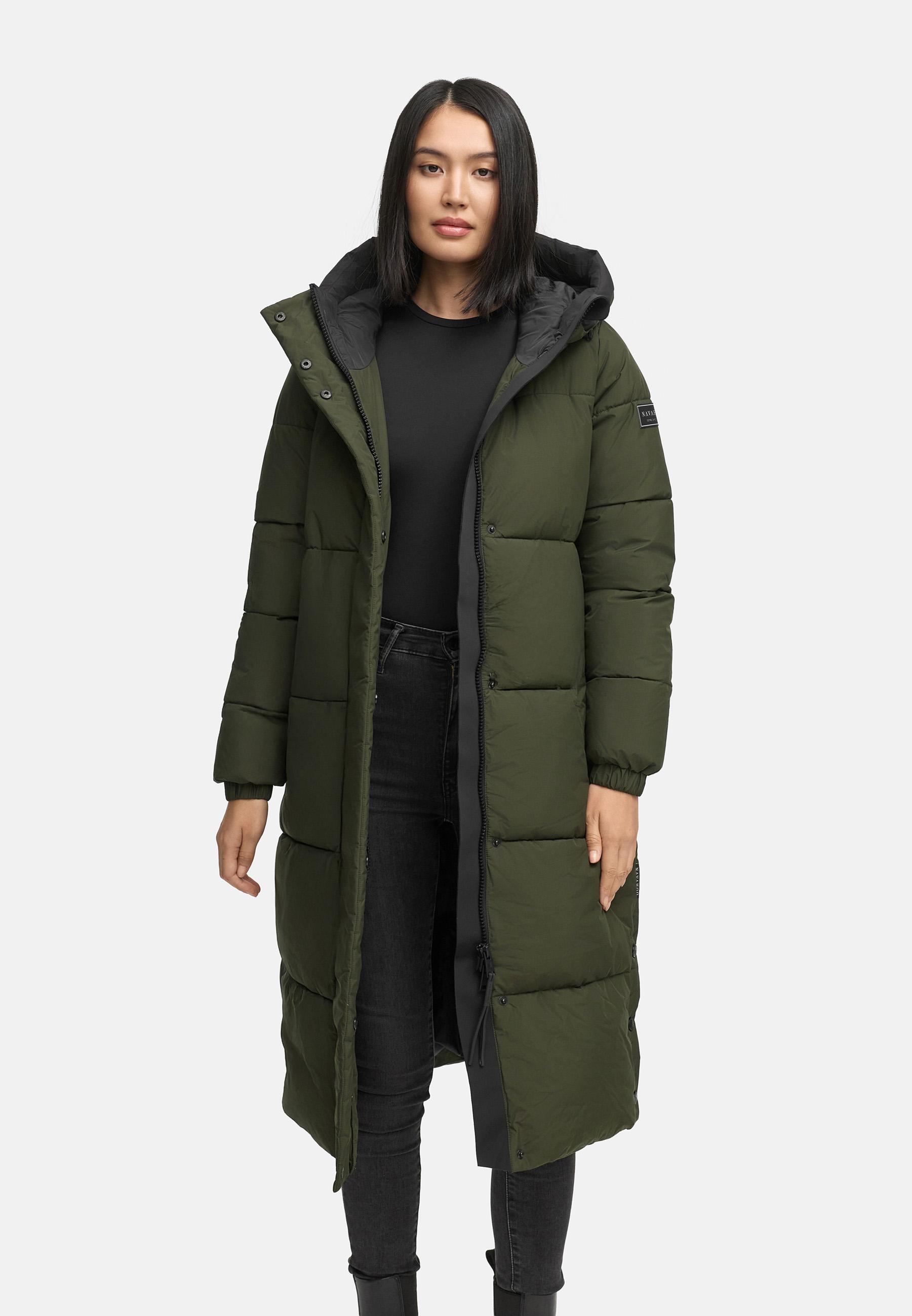 Steppmantel mit verstellbarer Kapuze "Taublüte XIV" Dark Olive