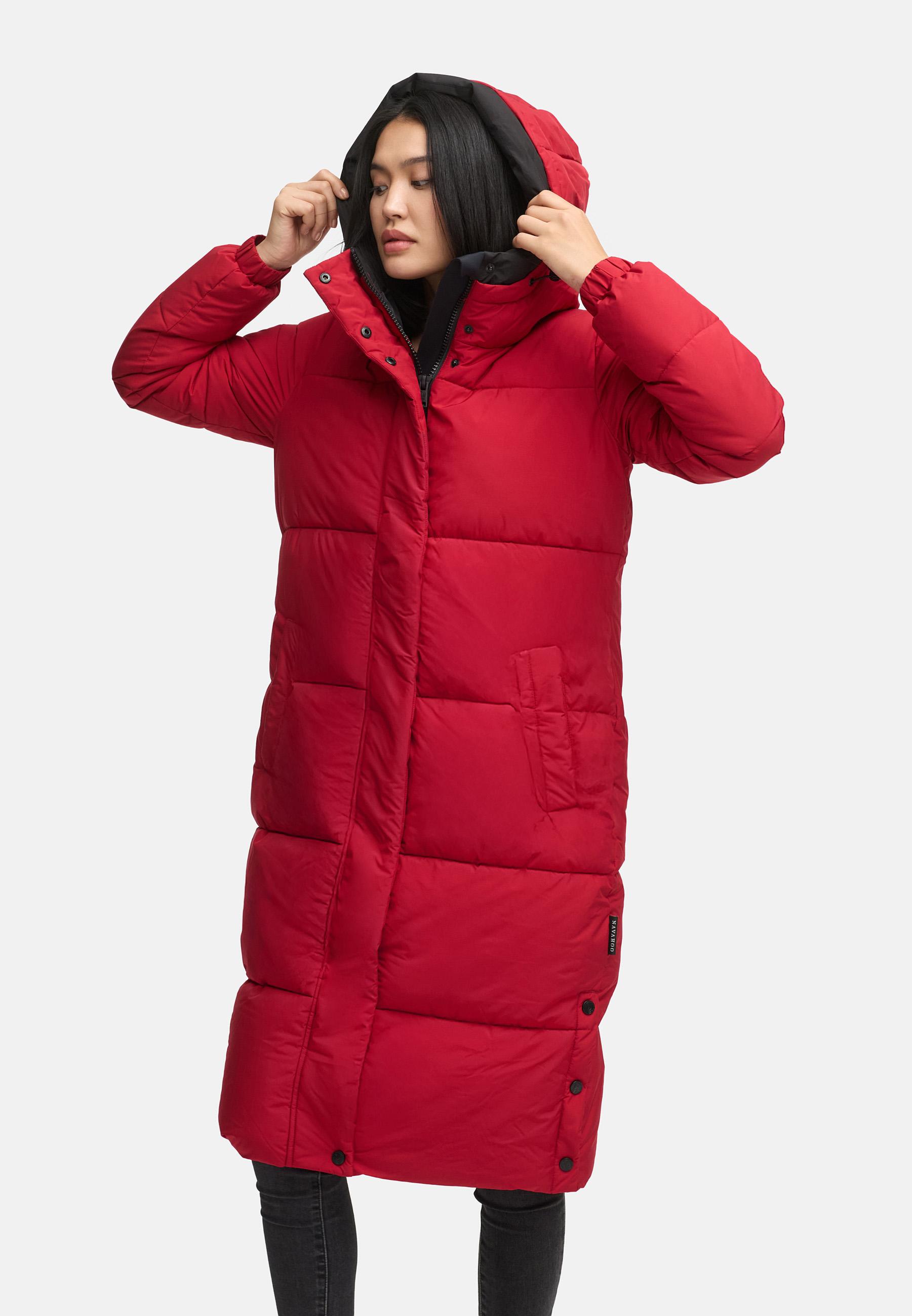 Steppmantel mit verstellbarer Kapuze "Taublüte XIV" Dark Red