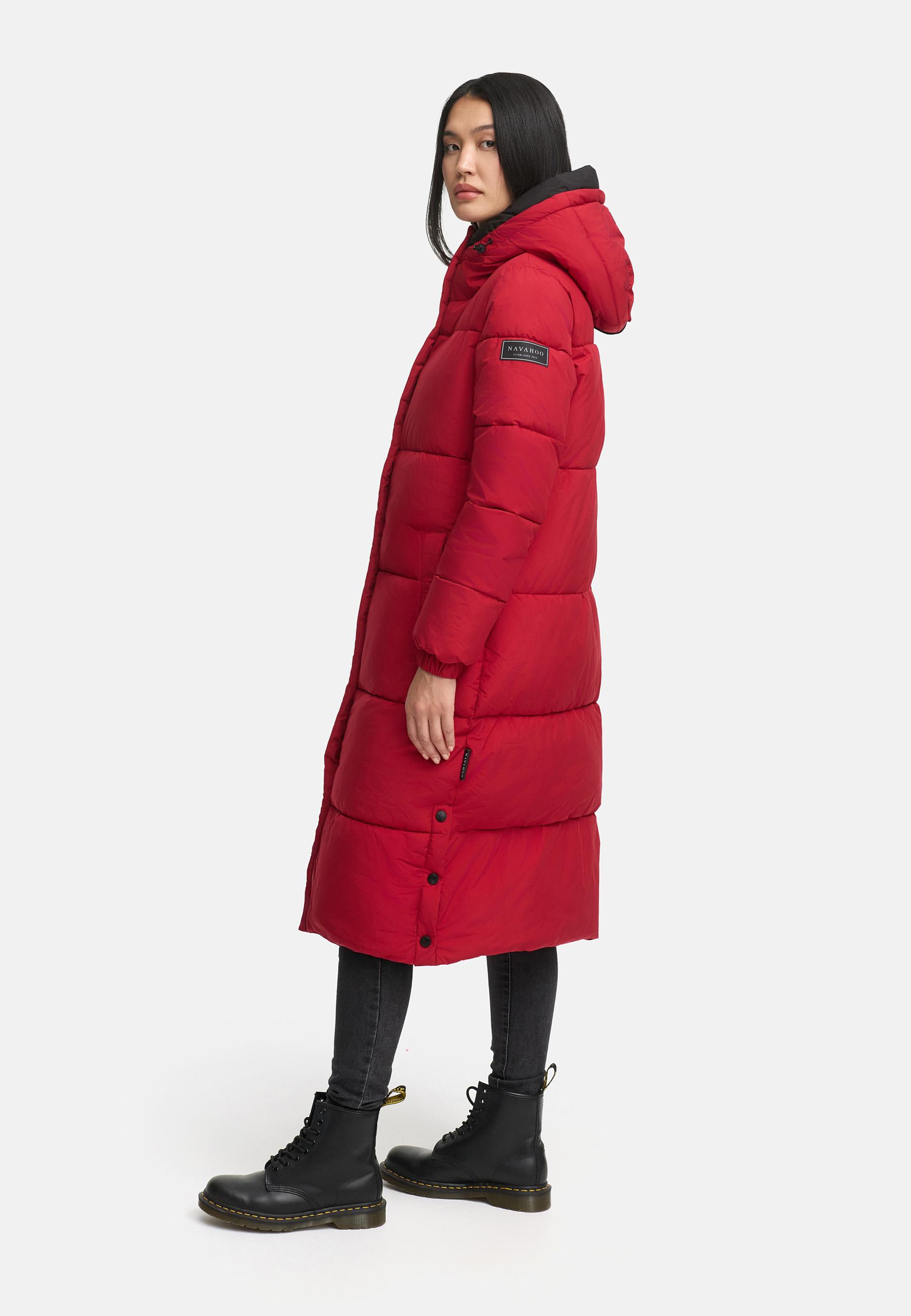 Steppmantel mit verstellbarer Kapuze "Taublüte XIV" Dark Red