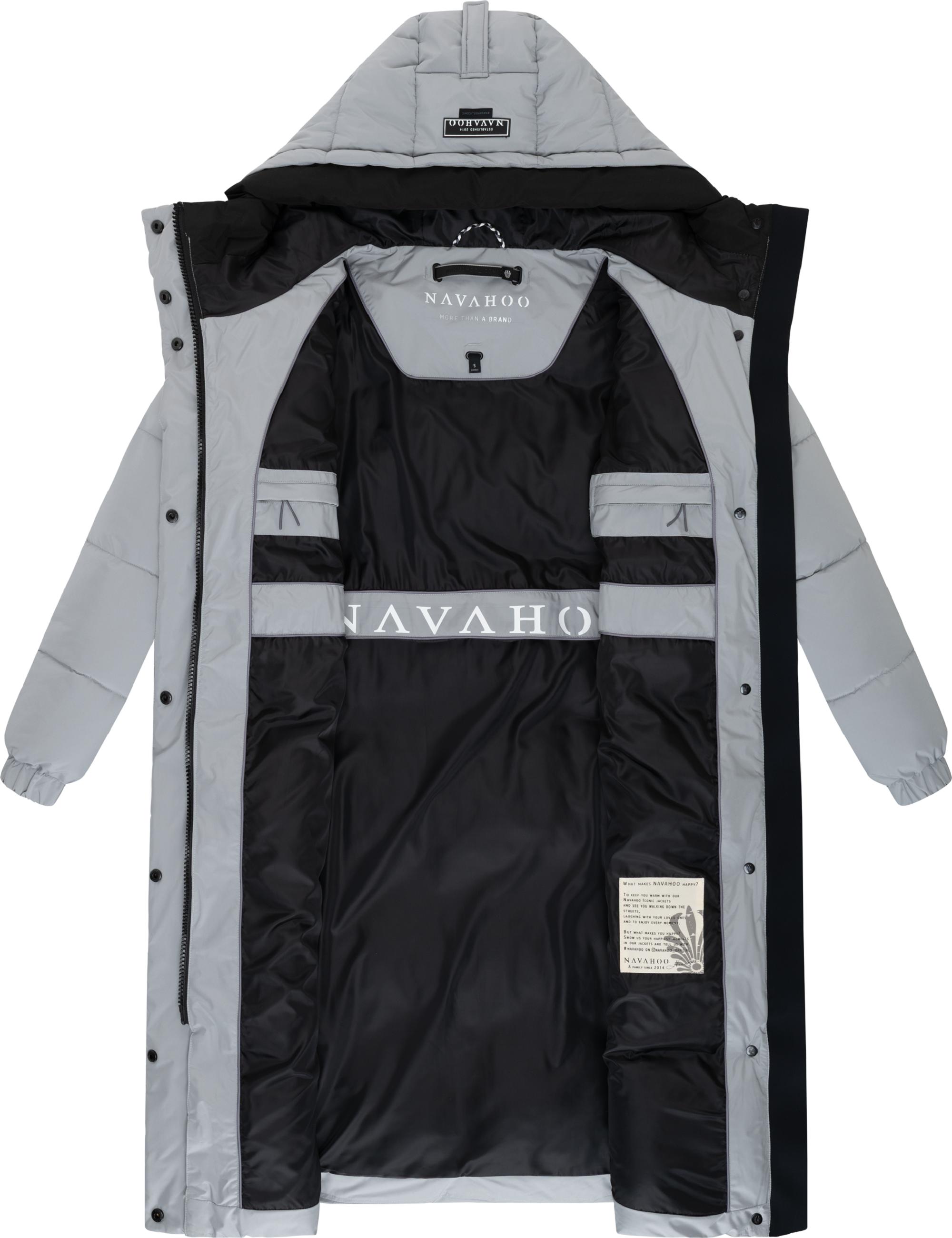 Steppmantel mit verstellbarer Kapuze "Taublüte XIV" Grey