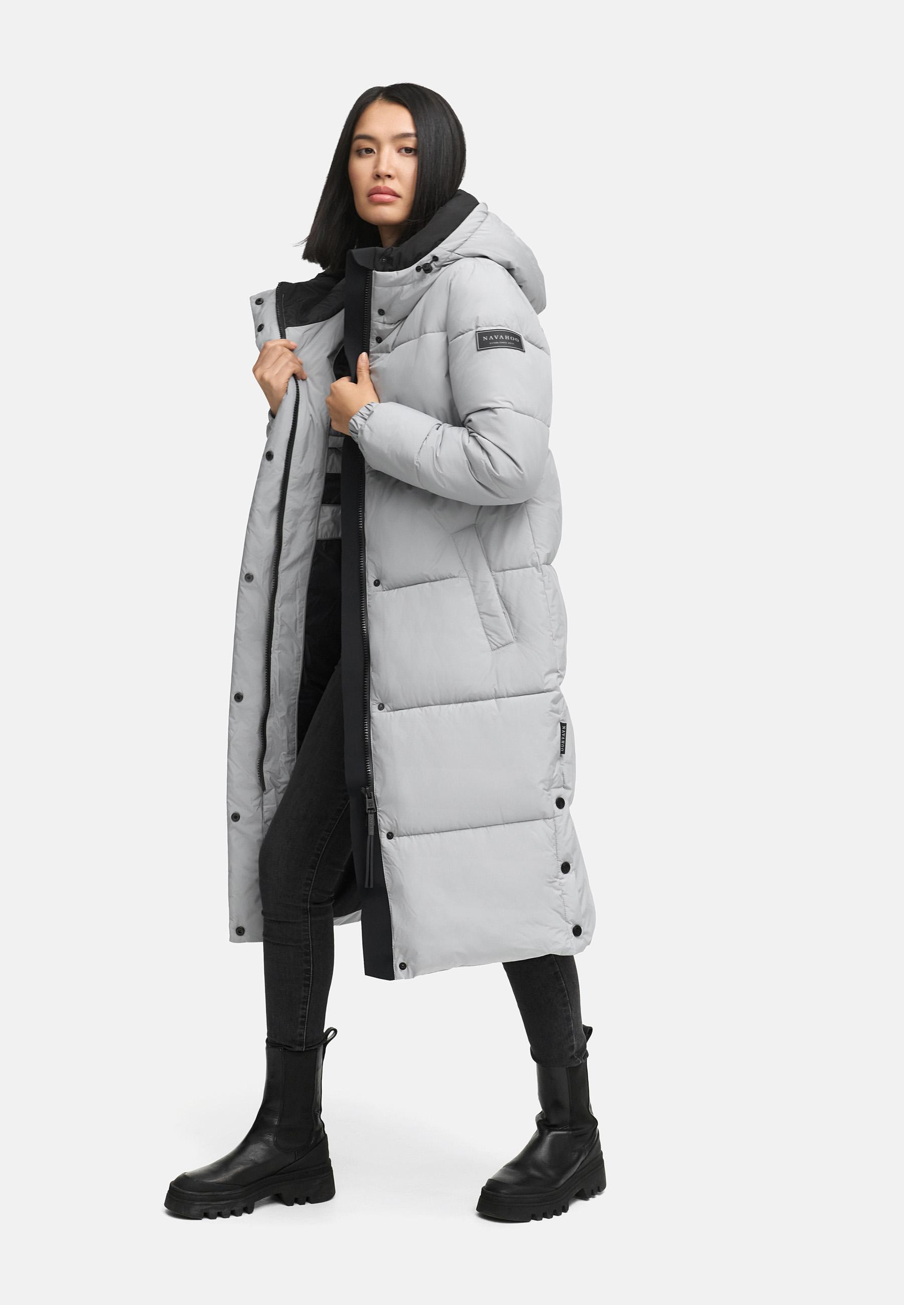 Steppmantel mit verstellbarer Kapuze "Taublüte XIV" Grey