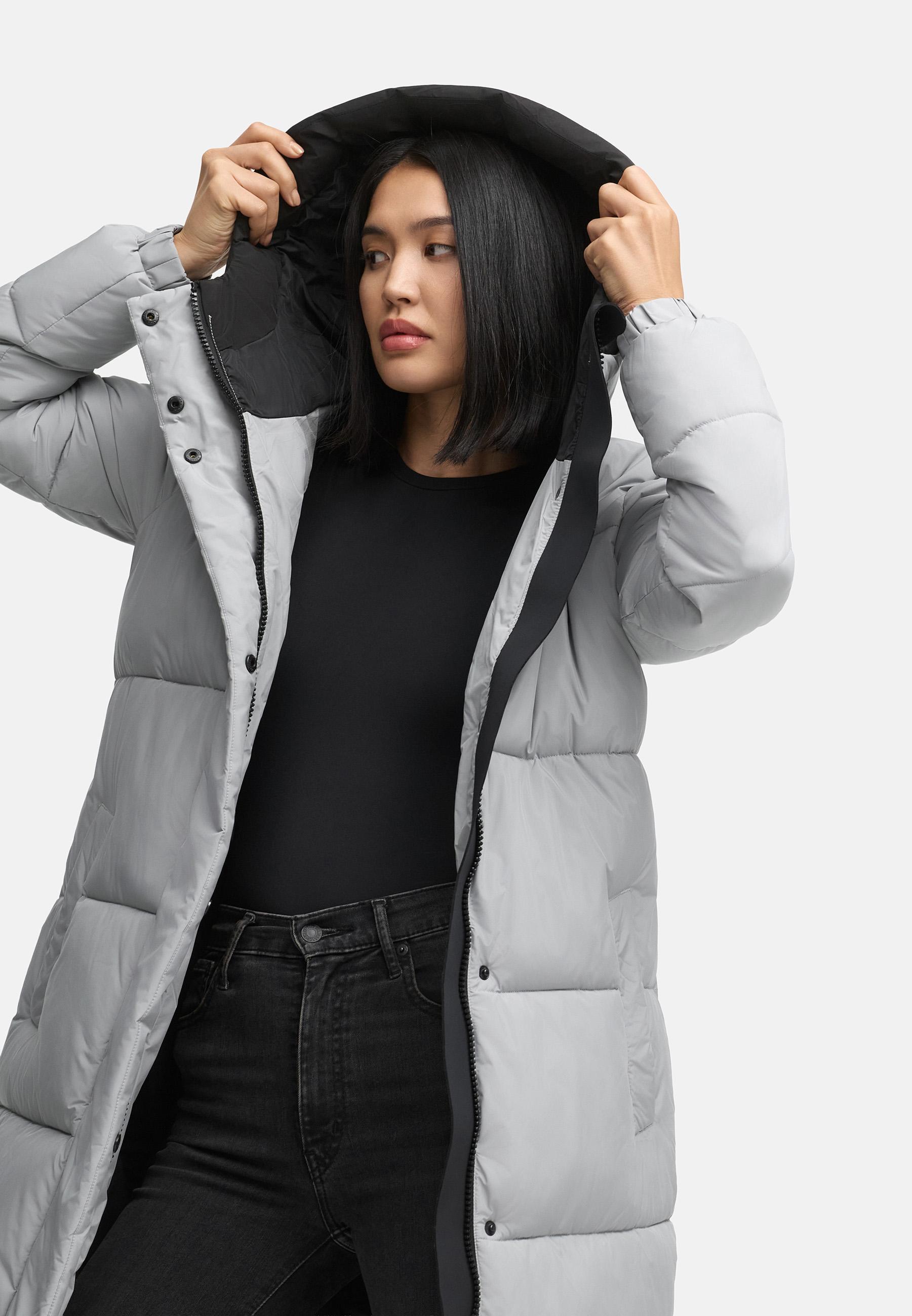 Steppmantel mit verstellbarer Kapuze "Taublüte XIV" Grey