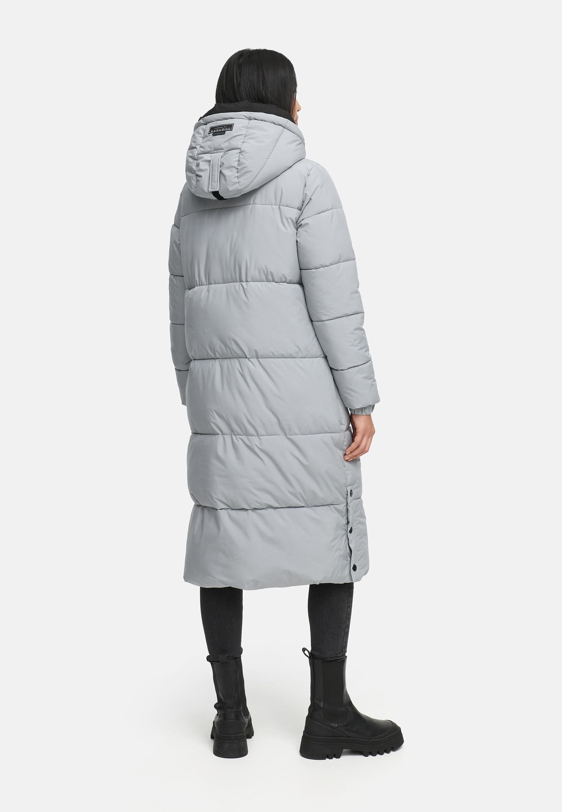Steppmantel mit verstellbarer Kapuze "Taublüte XIV" Grey