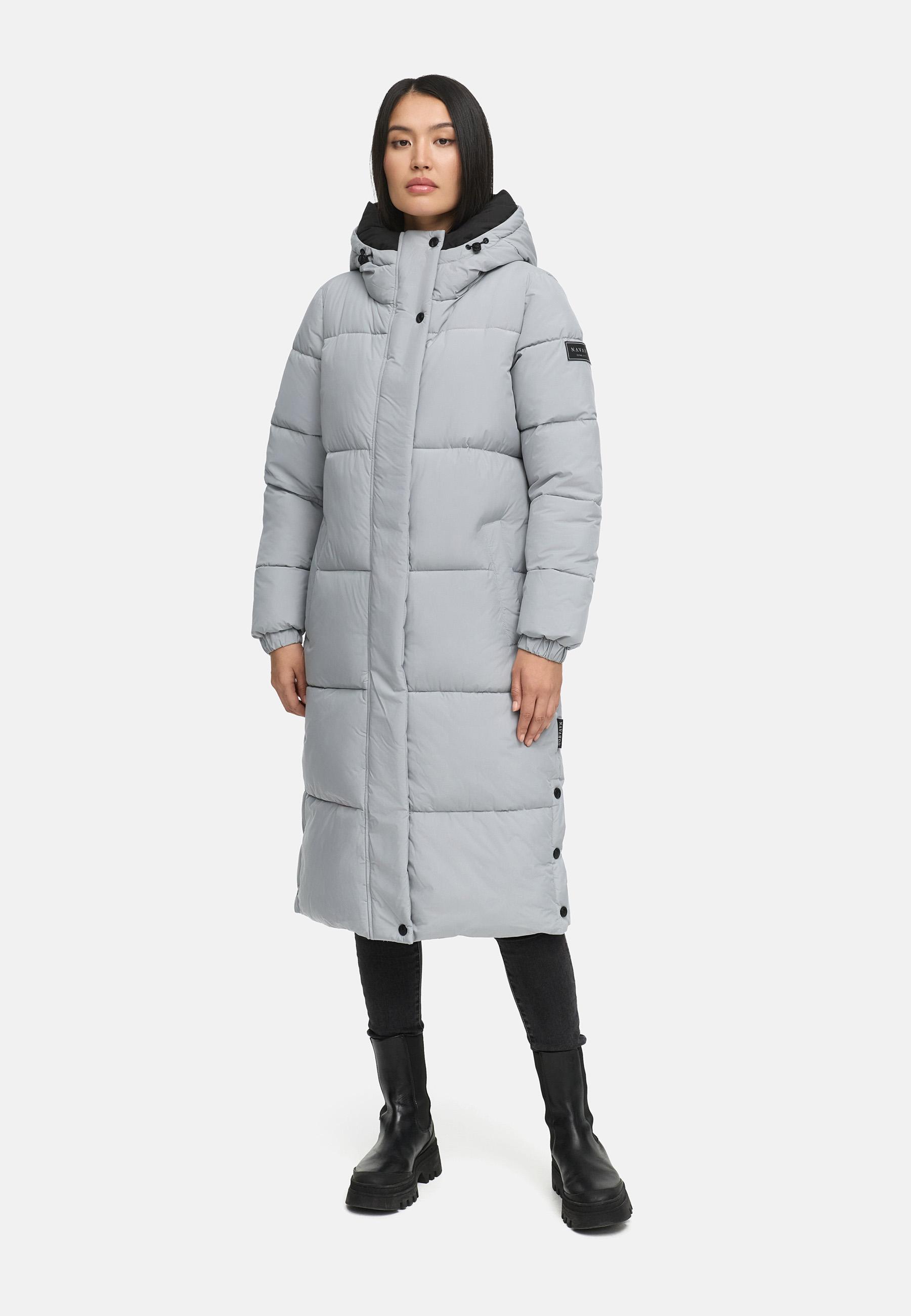 Steppmantel mit verstellbarer Kapuze "Taublüte XIV" Grey