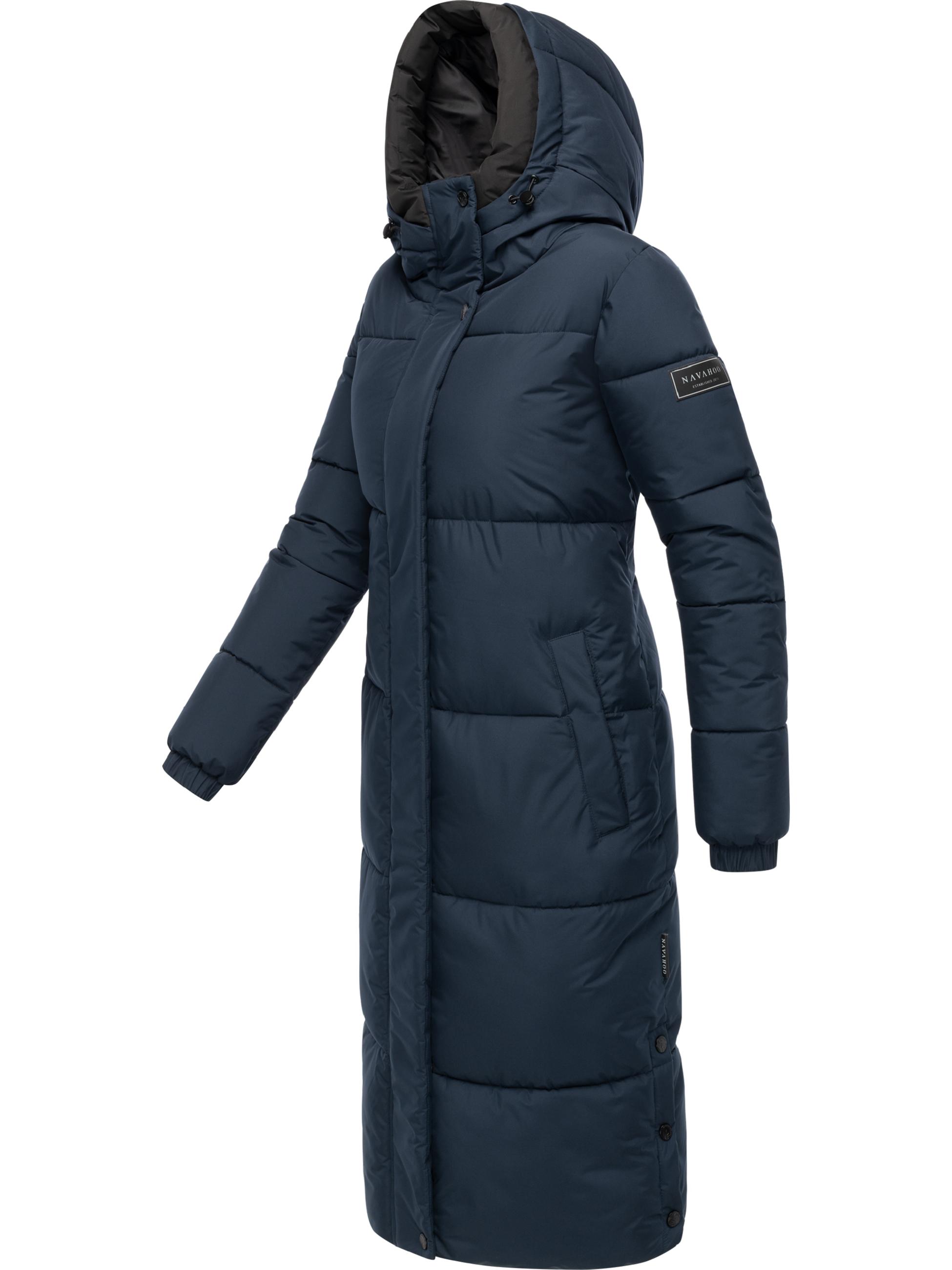 Steppmantel mit verstellbarer Kapuze "Taublüte XIV" Navy