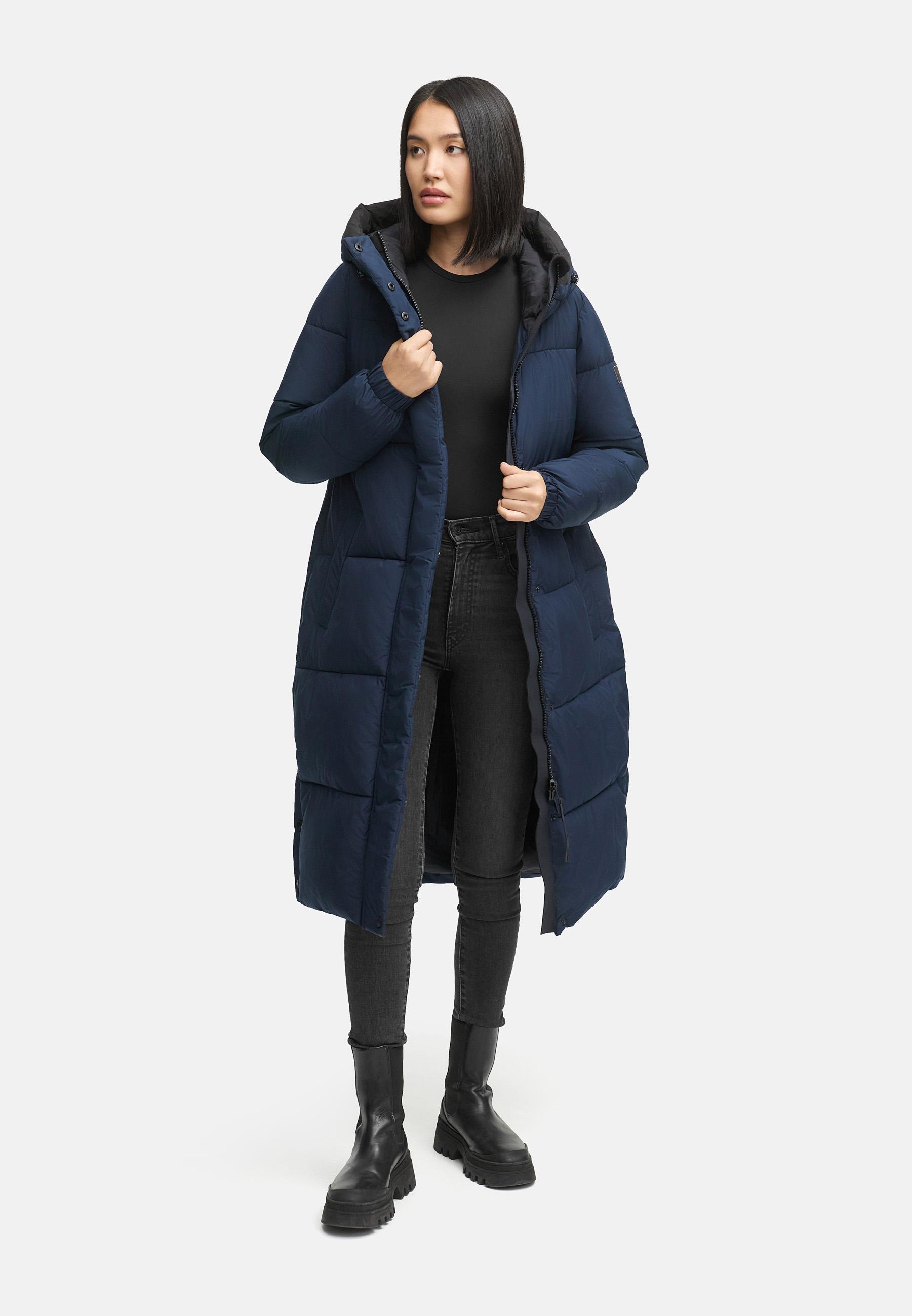 Steppmantel mit verstellbarer Kapuze "Taublüte XIV" Navy