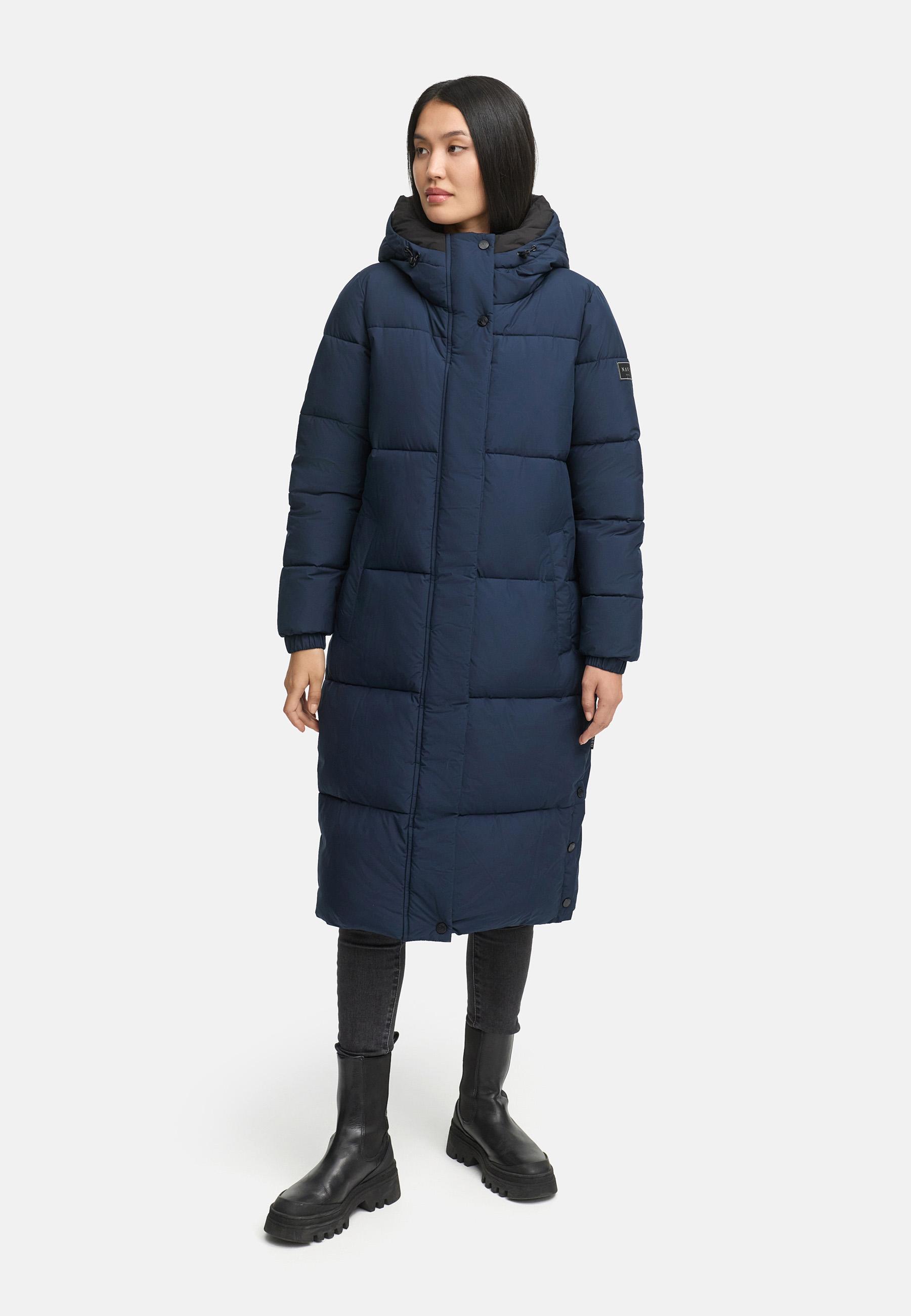 Steppmantel mit verstellbarer Kapuze "Taublüte XIV" Navy