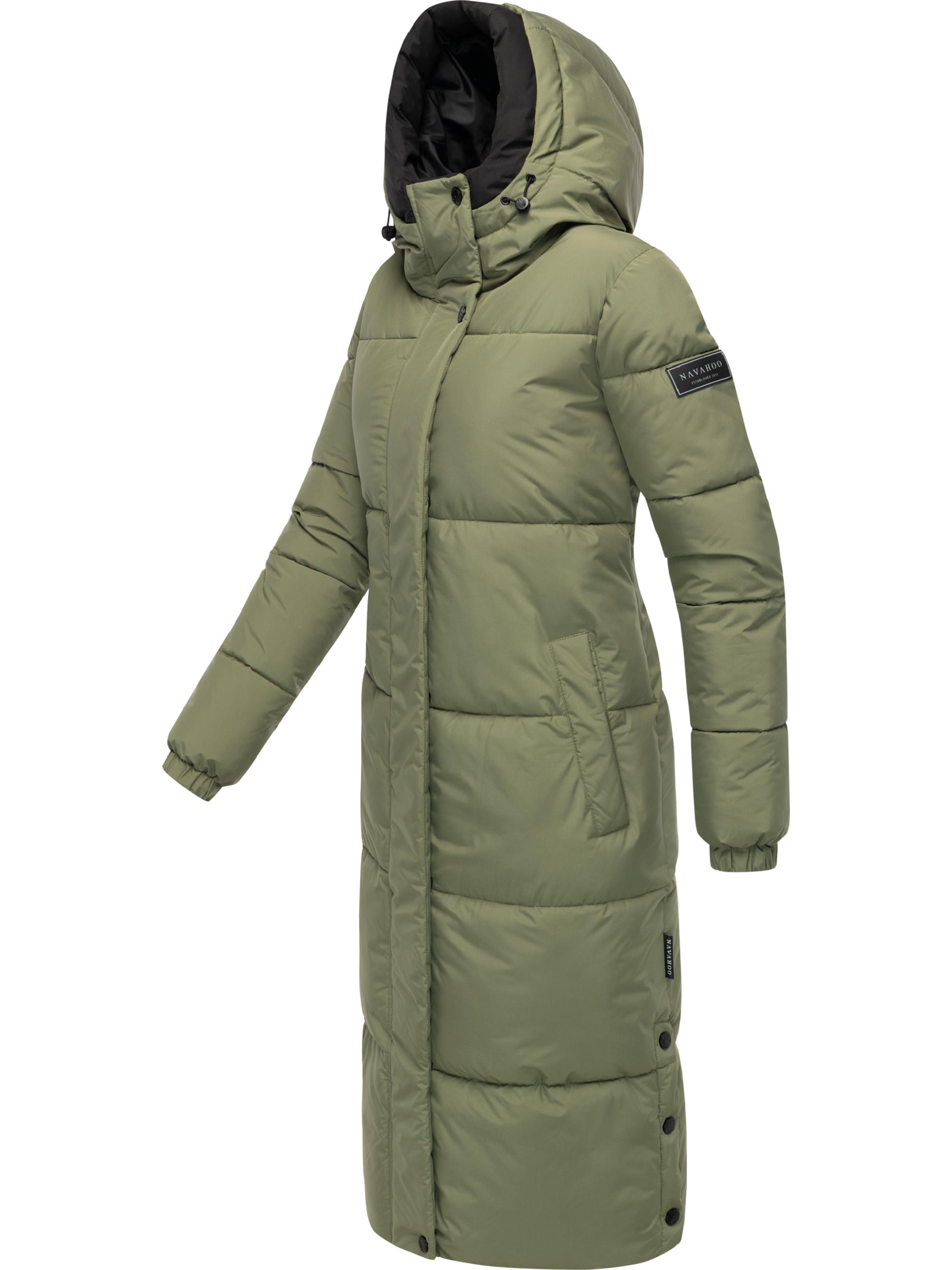 Steppmantel mit verstellbarer Kapuze "Taublüte XIV" Olive Leaf